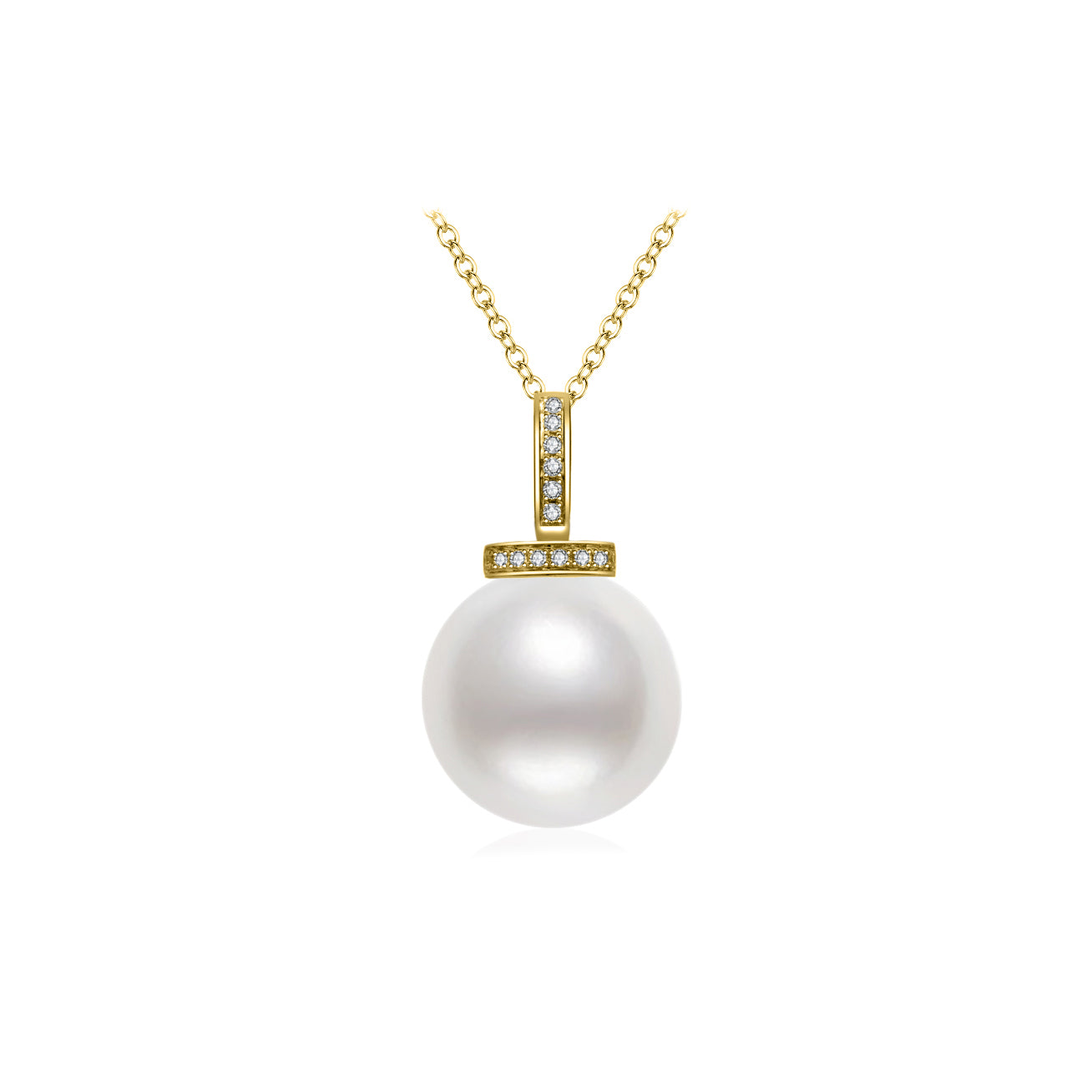 18K Solid Gold Diamond Australian White Saltwater Pearl Necklace - Elegant Bridal Jewelry & Luxury Gift for Women - Perfect for Weddings, Anniversaries, and Special Occasions