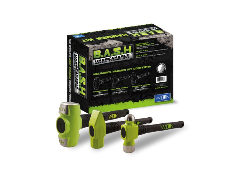 BASH® Professional Mechanics Hammer Kit - 3-Piece Heavy Duty Steel Hammer Set for Auto Repair, Construction & DIY Projects - Perfect for Mechanics, Carpenters & Home Improvement