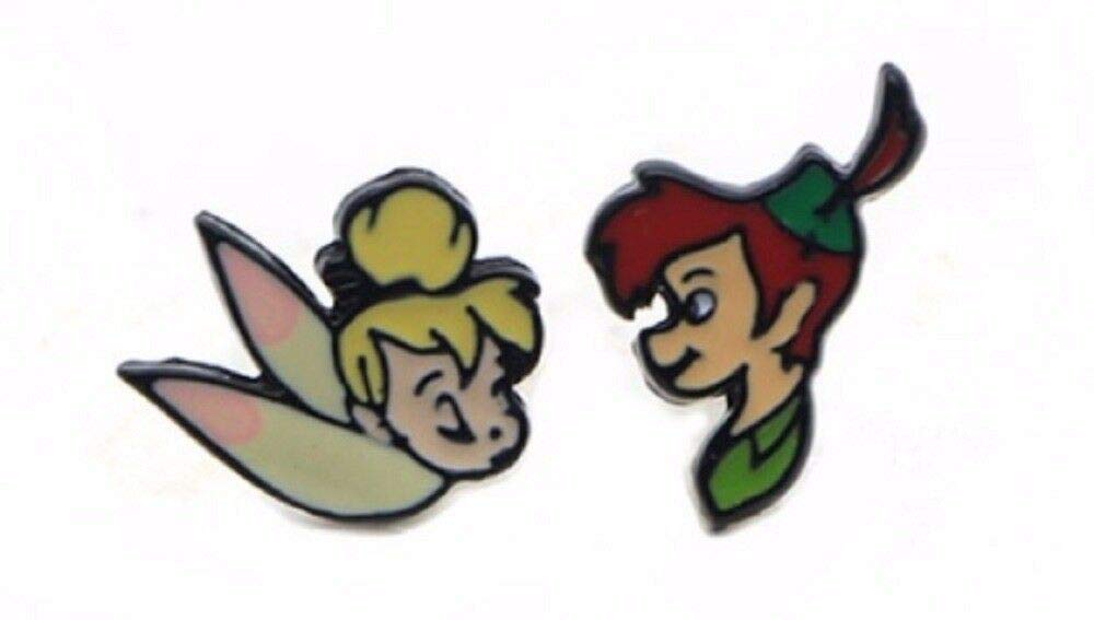 Peter Pan & Tinker Bell Metal Enamel Stud Earrings - Disney Inspired Jewelry for Women & Girls | Perfect for Cosplay, Disney Themed Parties & Everyday Wear