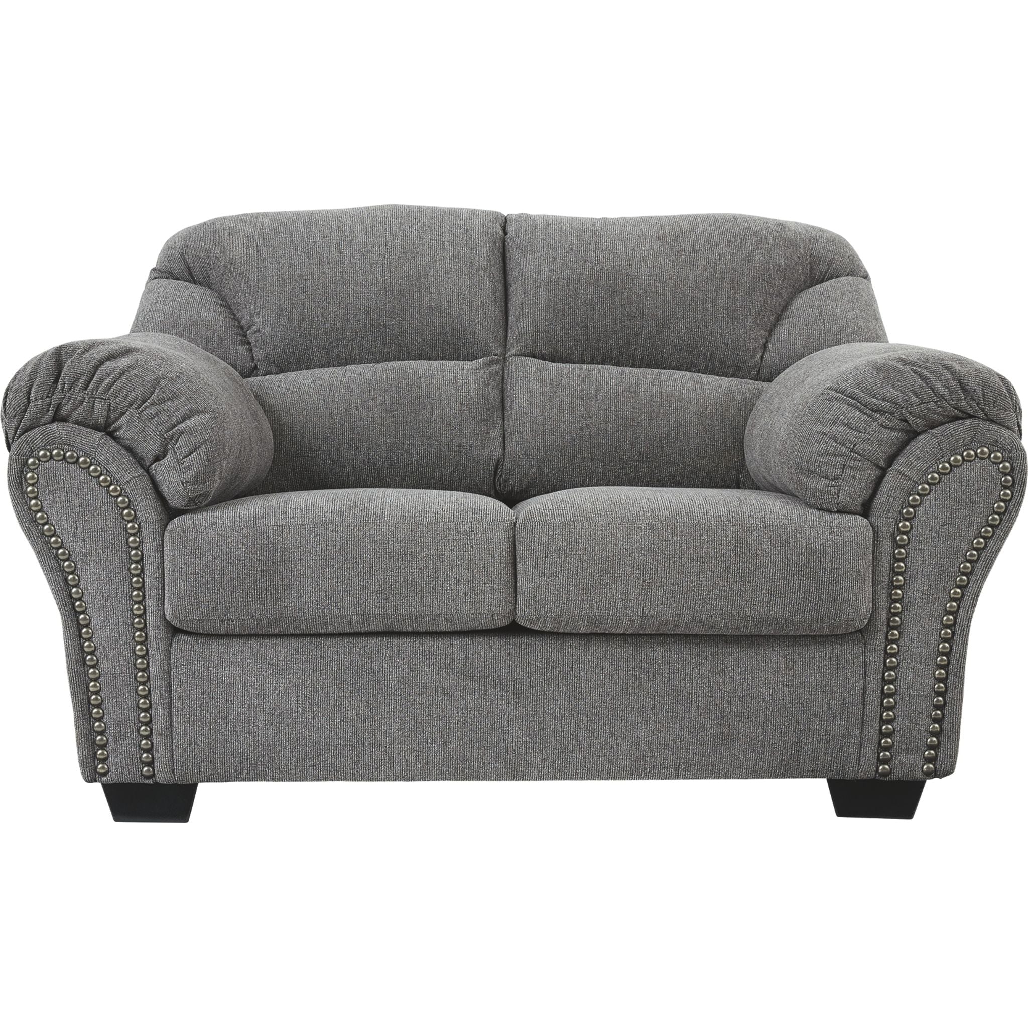 Allmaxx Loveseat in Pewter - Modern Small Couch for Living Room, Apartment & Office - Comfortable 2-Seater Sofa with Soft Fabric & Sturdy Frame