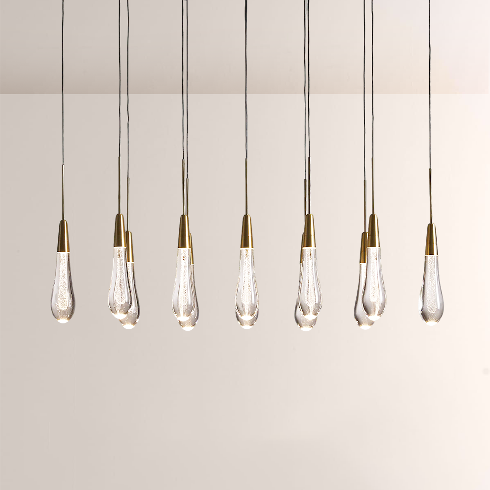 Elegant Solitaire Linear Chandelier - 37'', 50'', 70'', 87'' Sizes - 120W LED Lighting Fixture for Modern Dining Room, Kitchen Island & Living Room Decor