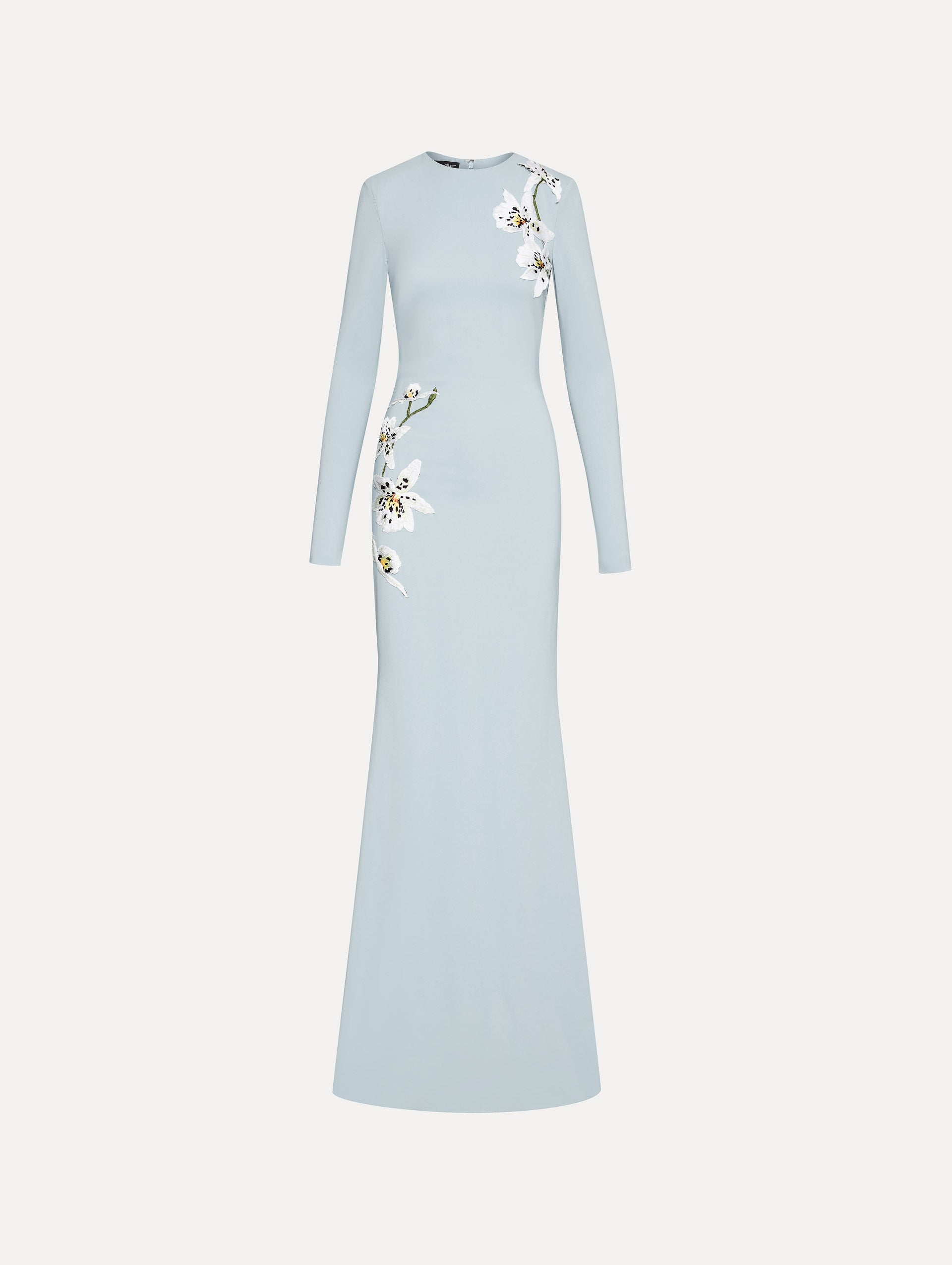 Elegant Orchid Embroidered Cady Gown for Women - Perfect for Weddings, Galas & Formal Evening Events