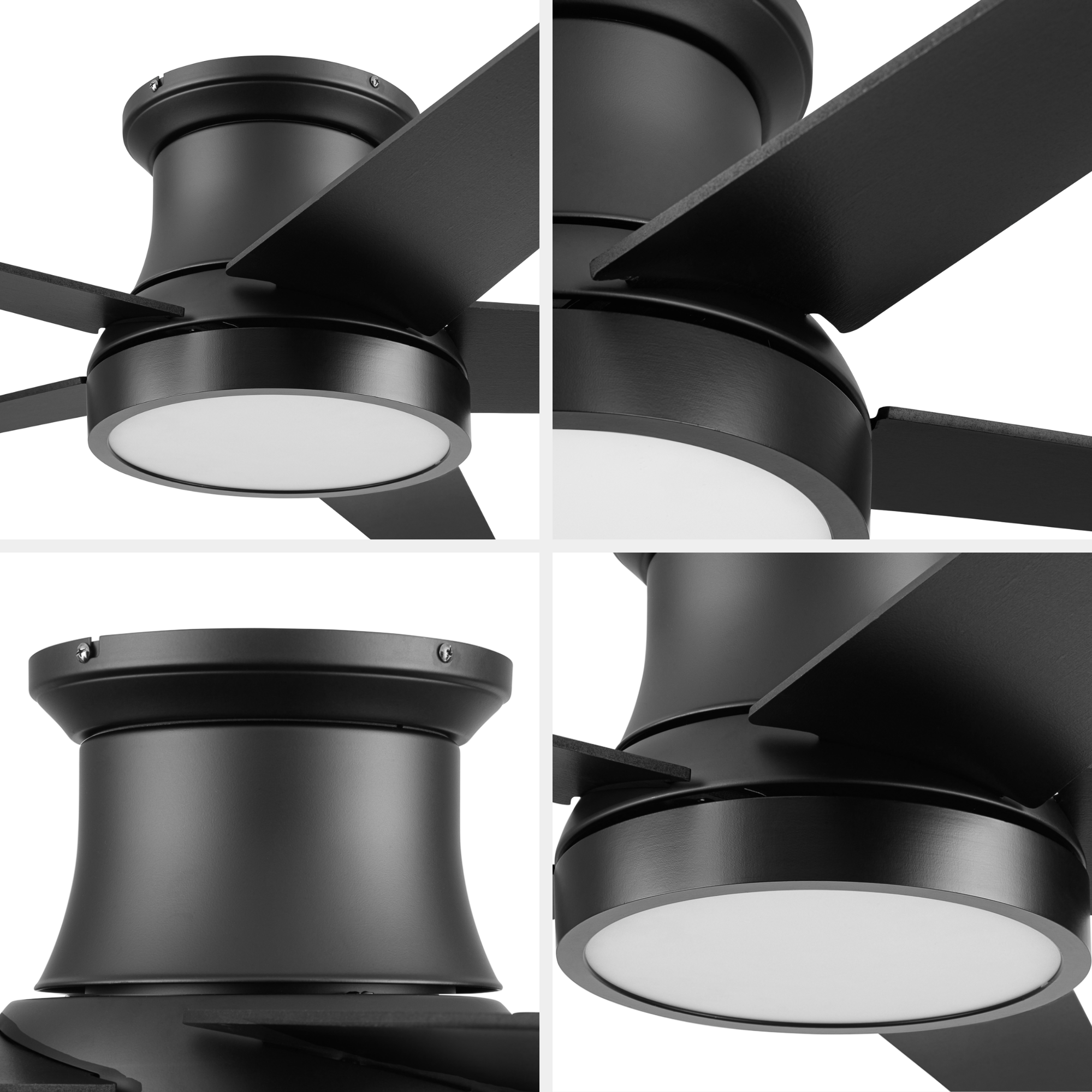 52 Inch Honeywell Tynesdale Matte Black Ceiling Fan with Color Changing LED Light & Remote Control - Perfect for Living Room, Bedroom, and Outdoor Patio Cooling