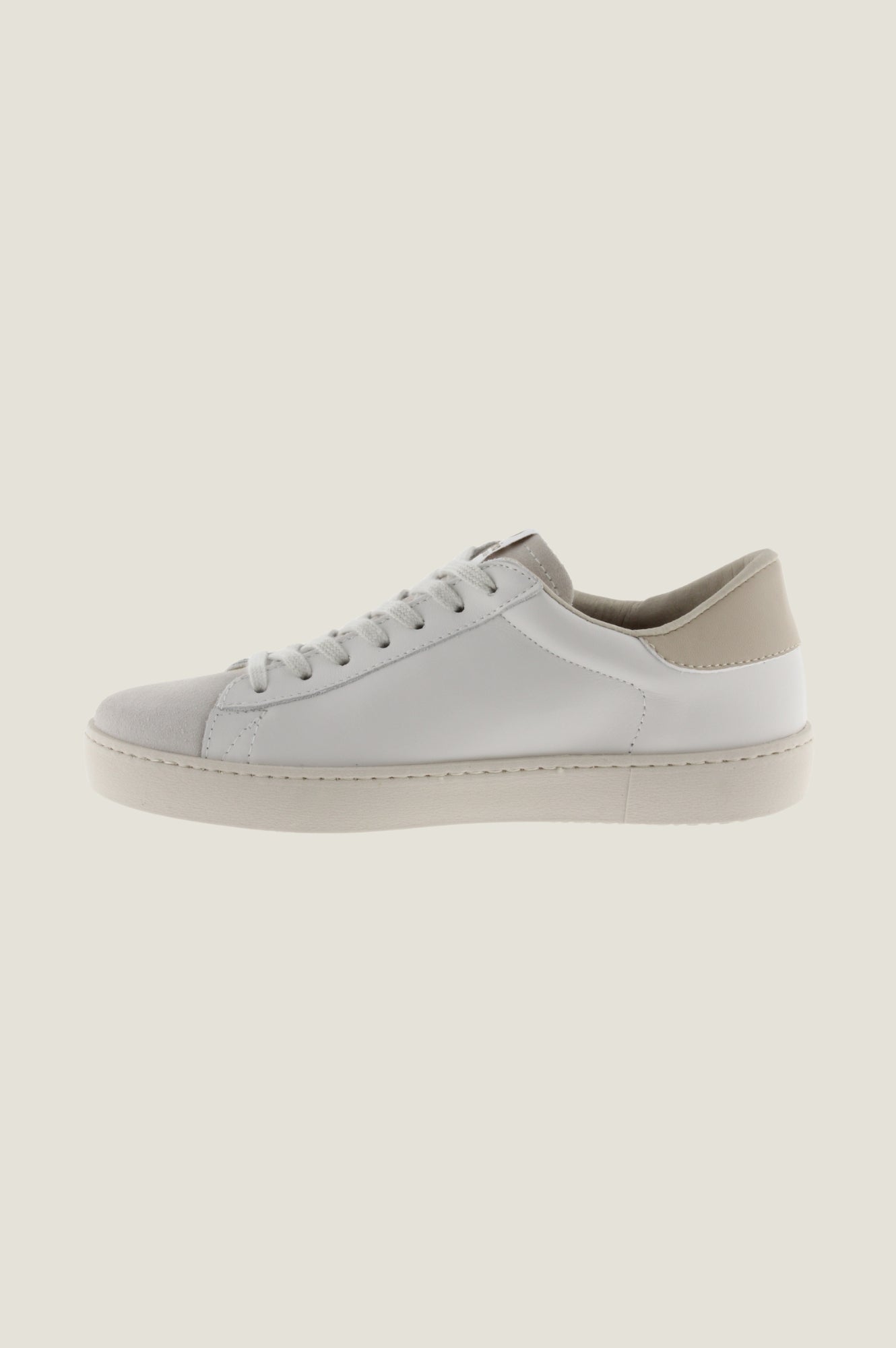 VICTORIA Berlin Low Top Sneakers for Women | White/Taupe Casual Shoes | Perfect for Walking, Gym & Everyday Wear