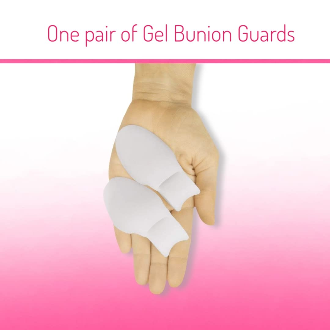 FLETIX Silicone Toe Separators for Bunion Relief - Soft Gel Toe Spacers & Protectors - Hallux Valgus Correctors & Orthopedic Braces - White Pair (Set of 1) - Perfect for Yoga, Running & Post-Surgery Recovery