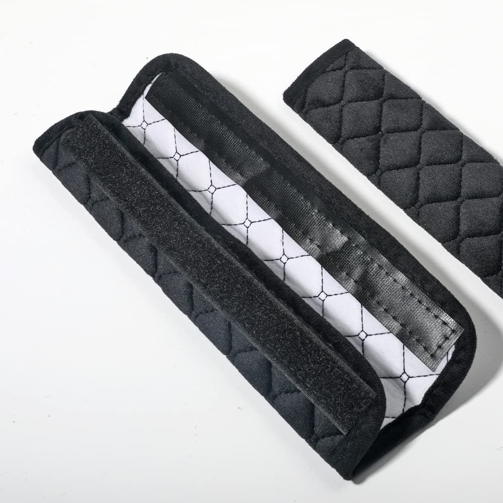 2 Pack Car Seat Belt Pads - Soft & Comfortable Shoulder Strap Covers for Neck & Shoulder Protection - Universal Fit for Cars, SUVs & Trucks - Perfect for Long Drives & Daily Commutes (Black)