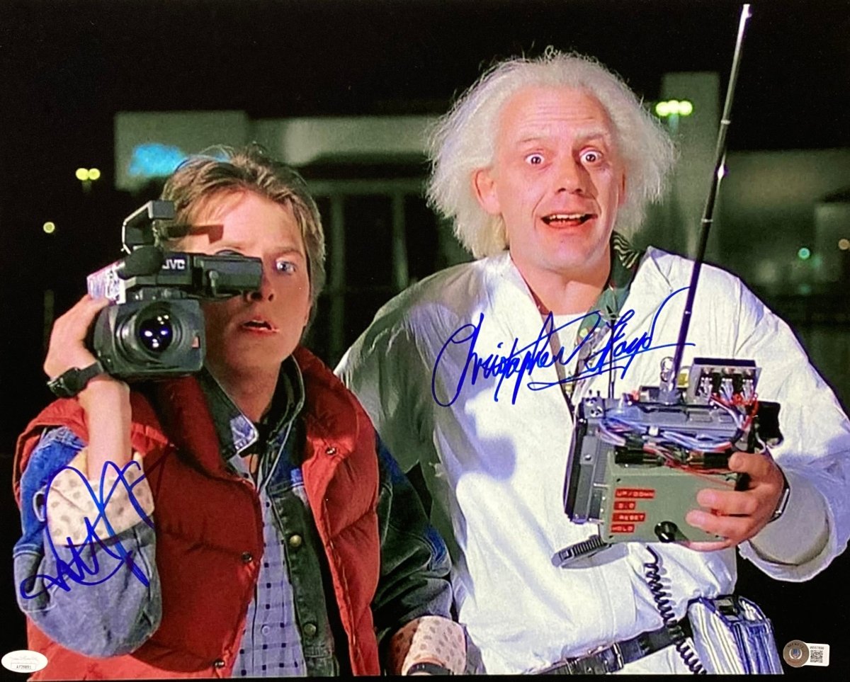 Authentic Michael J. Fox & Christopher Lloyd Signed 16x20 Back to the Future Movie Photo - JSA & BAS Certified - Perfect for Home Theater Decor, Man Cave Collectibles & Sci-Fi Memorabilia Displays