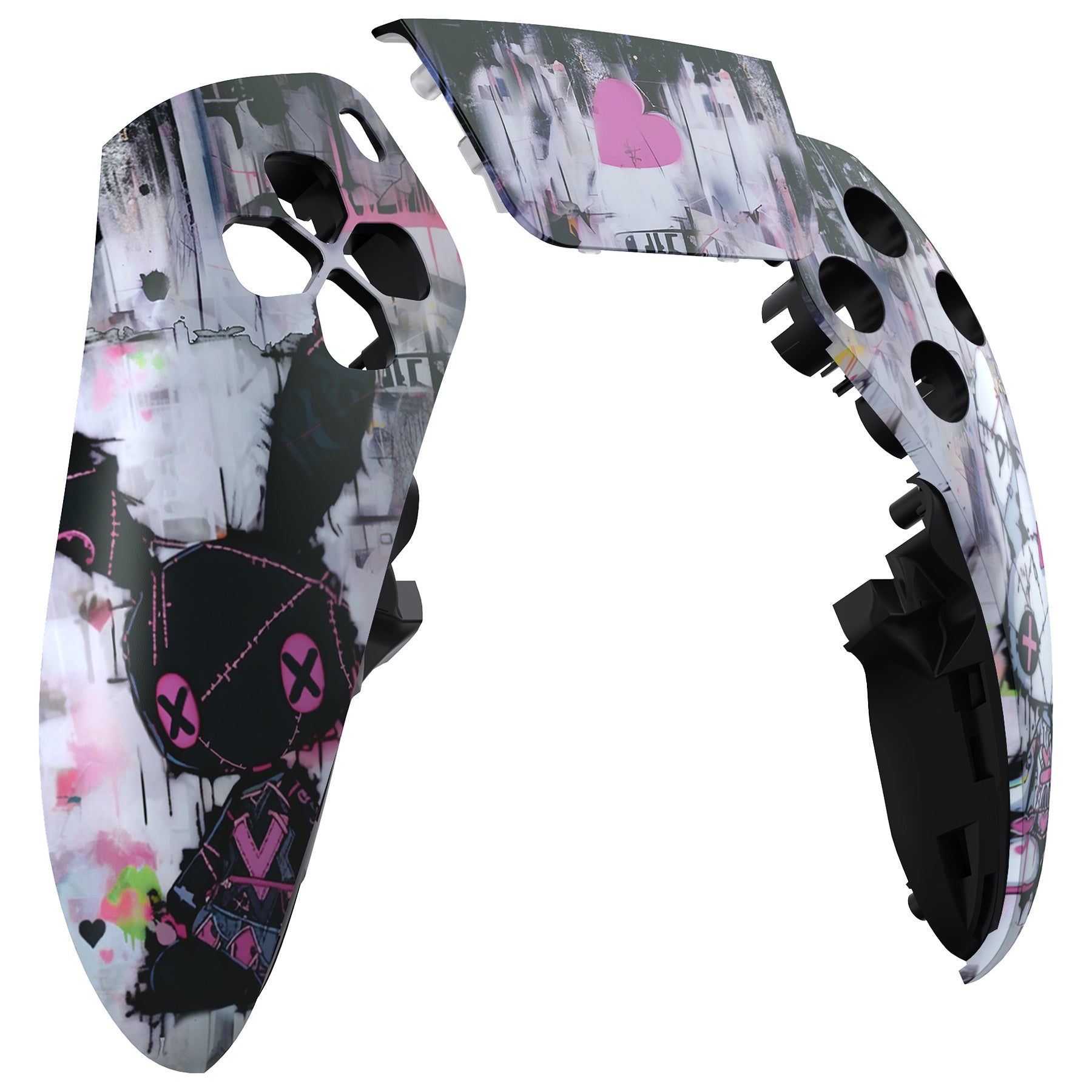 eXtremeRate Lovely Punky Bunny Left Right Front Housing Shell & Touchpad Cover for PS5 Edge Controller - DIY Replacement Faceplate & Custom Touch Pad Cover | Gaming Accessories for Enhanced PS5 Edge Controller Experience
