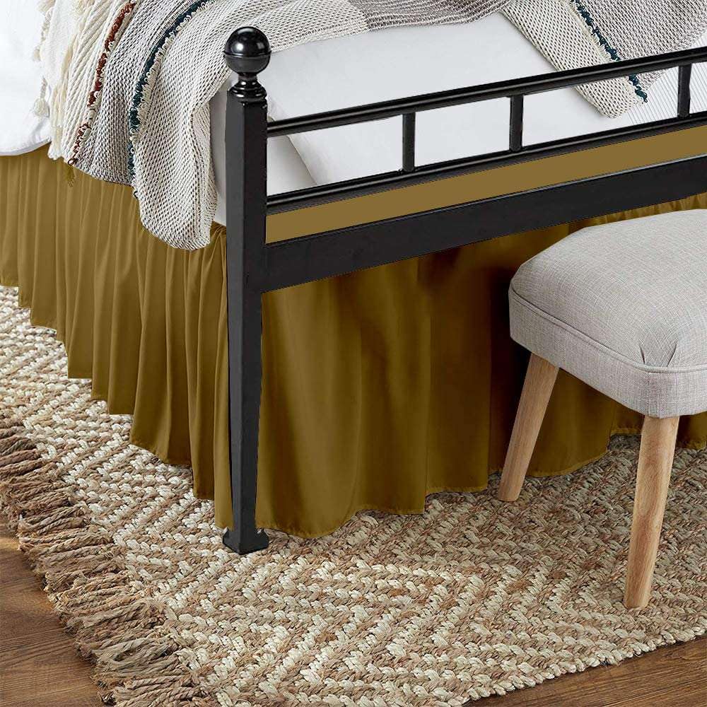 Soft & Wrinkle-Free 100% Microfiber Ruffled Bed Skirt with Split Corners - 8 Inch Drop, 3-Sided Coverage, Gathered Dust Ruffle for Queen & King Size Beds - Perfect for Guest Rooms, Master Bedrooms & Luxury Hotel Decor
