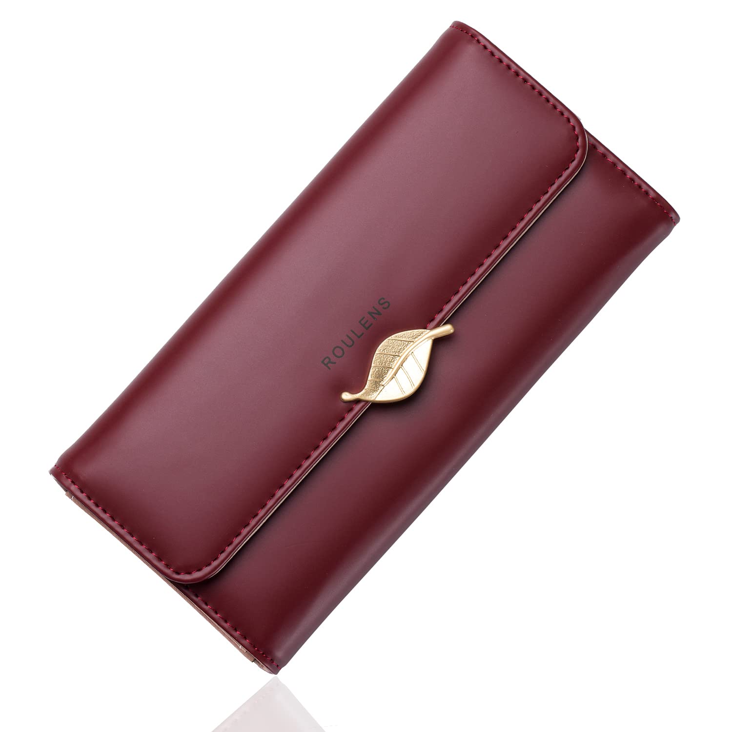 RFID Blocking Women's Wallet - PU Leather Leaf Pendant Card Holder with Zipper Coin Purse | Phone & Checkbook Organizer | Perfect for Travel, Shopping and Everyday Use
