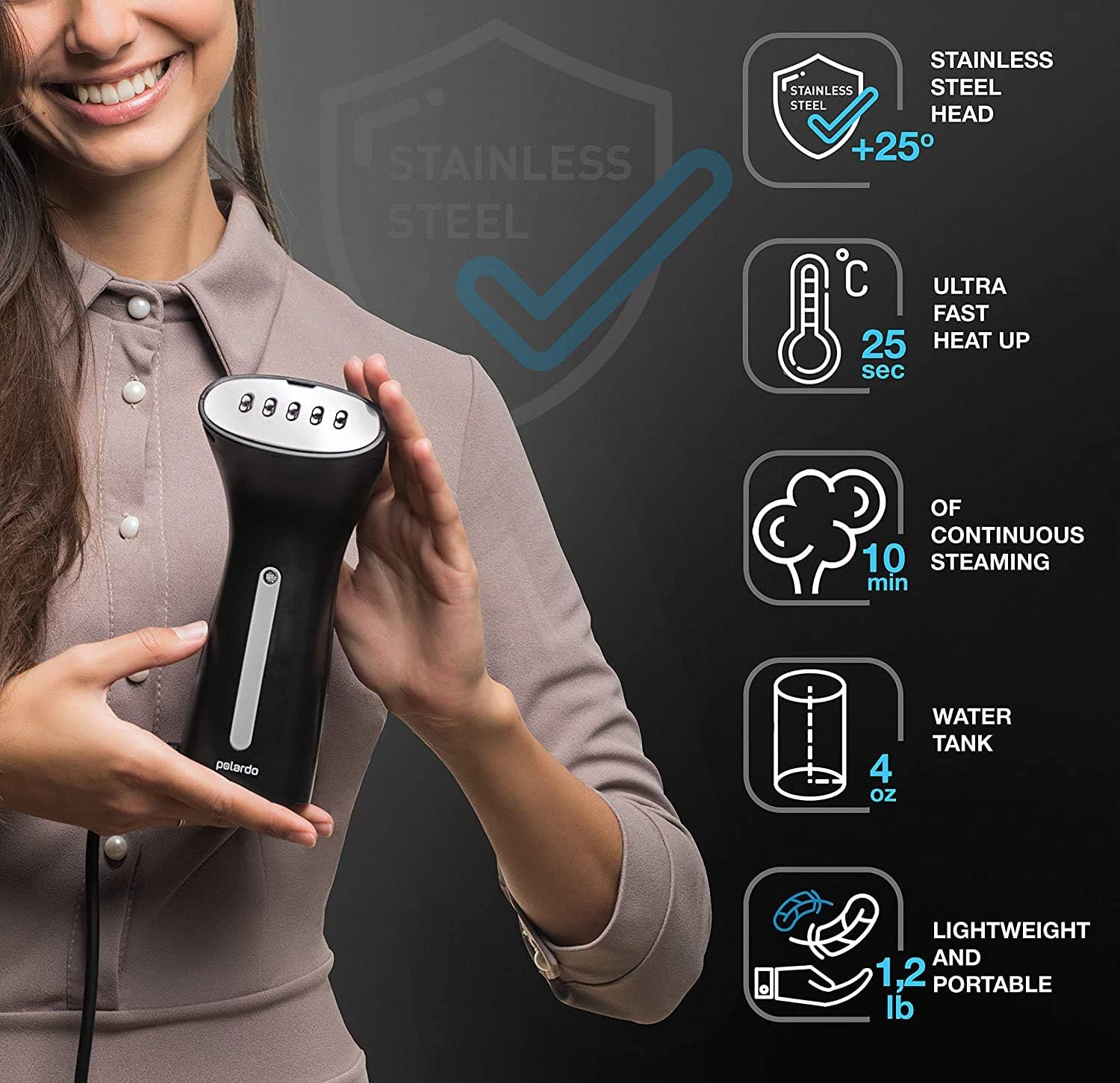 Portable Travel Garment Steamer - Compact Handheld Clothes Steamer for Wrinkle Removal at Home & On The Go - Safe for All Fabrics, 110V - Perfect for Business Trips, Vacations & Daily Use