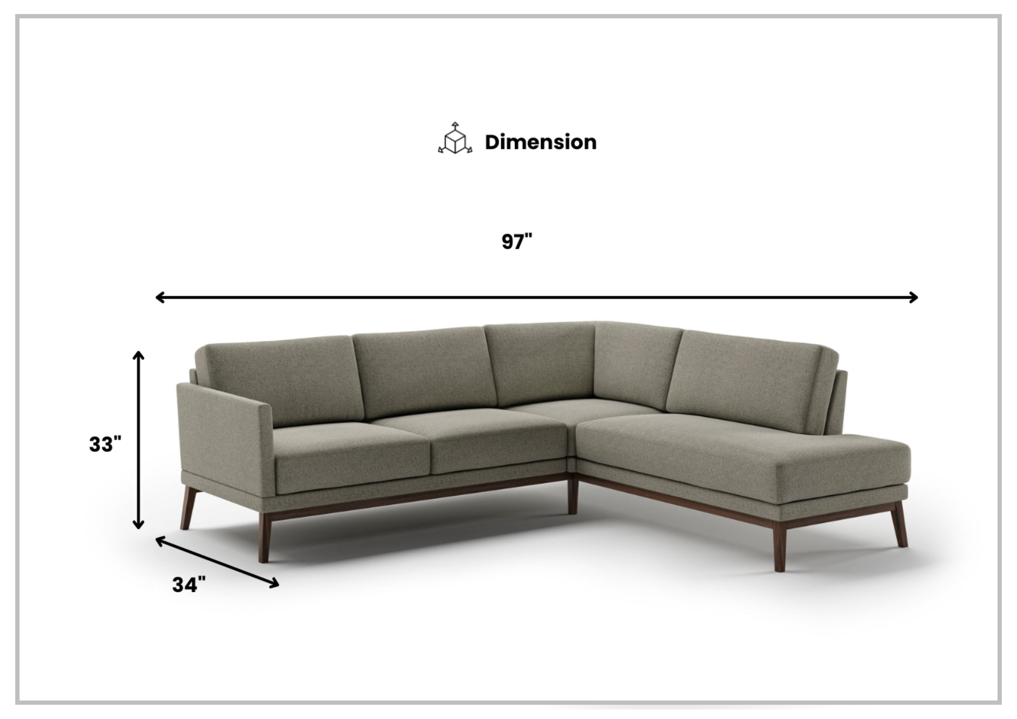 Luonto Viola Fabric Sectional Sofa - Modern Modular Living Room Couch with Reversible Chaise, Comfortable L-Shaped Sofa for Small Spaces, Home Theater & Family Gatherings