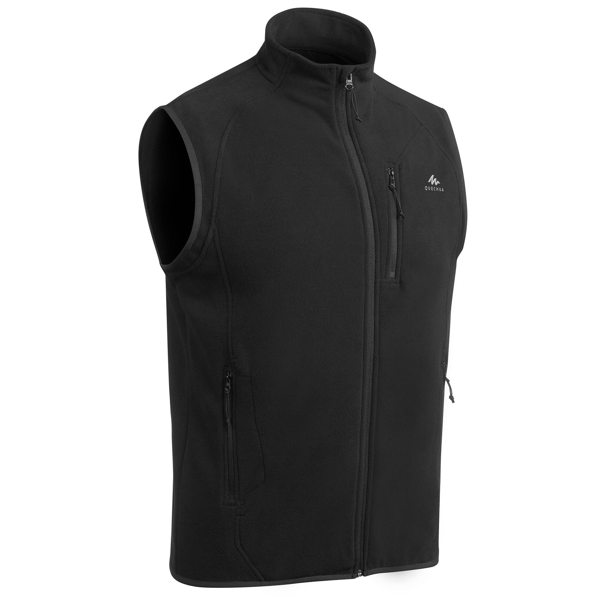 Quechua Men's MH120 Fleece Vest - Lightweight Warm Winter Jacket for Outdoor Hiking & Camping | Water-Resistant & Breathable | Perfect for Cold Weather Activities