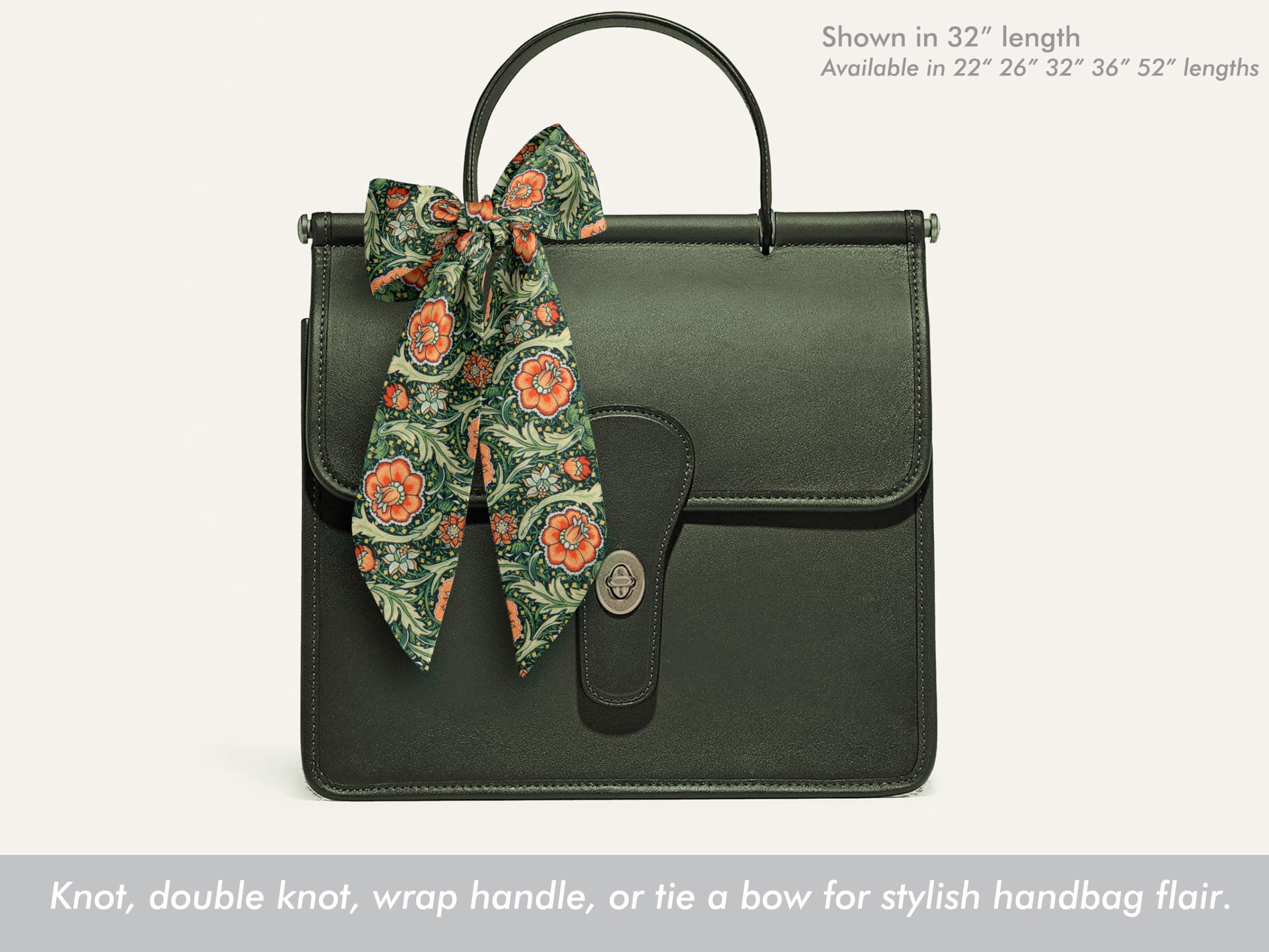 Liberty London Silk Scarf - Finesse Orange Floral Skinny Scarf for Head, Neck, Handbag & Purse Handle - Premium Tana Lawn Cotton - Multiple Length Options - Perfect for Accessorizing, Gifts & Fashion Styling