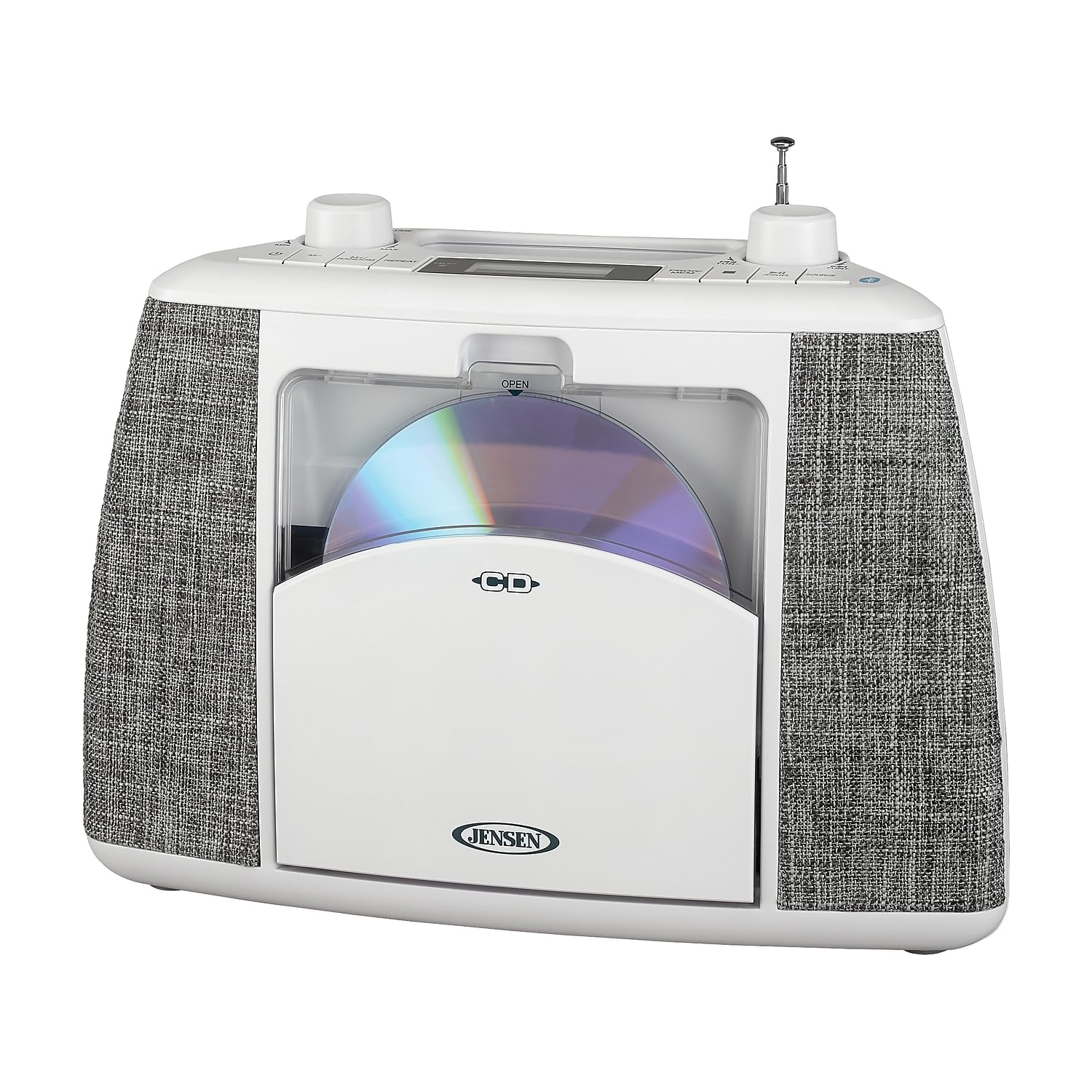 JENSEN Portable Bluetooth CD Player with AM/FM Radio - Wireless Music System for Home, Office & Travel | Compact Audio Player with Built-in Speaker | Perfect for Parties, Camping, Relaxation, Bedroom, Car & Outdoor Activities | Great for Music Lovers & Audiophiles