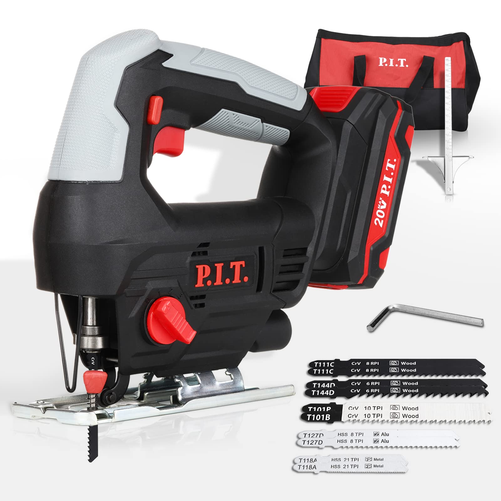 20V Cordless Jig Saw Kit with Battery & Blades - Wood, Metal, Plastic Cutting Tool for DIY Projects