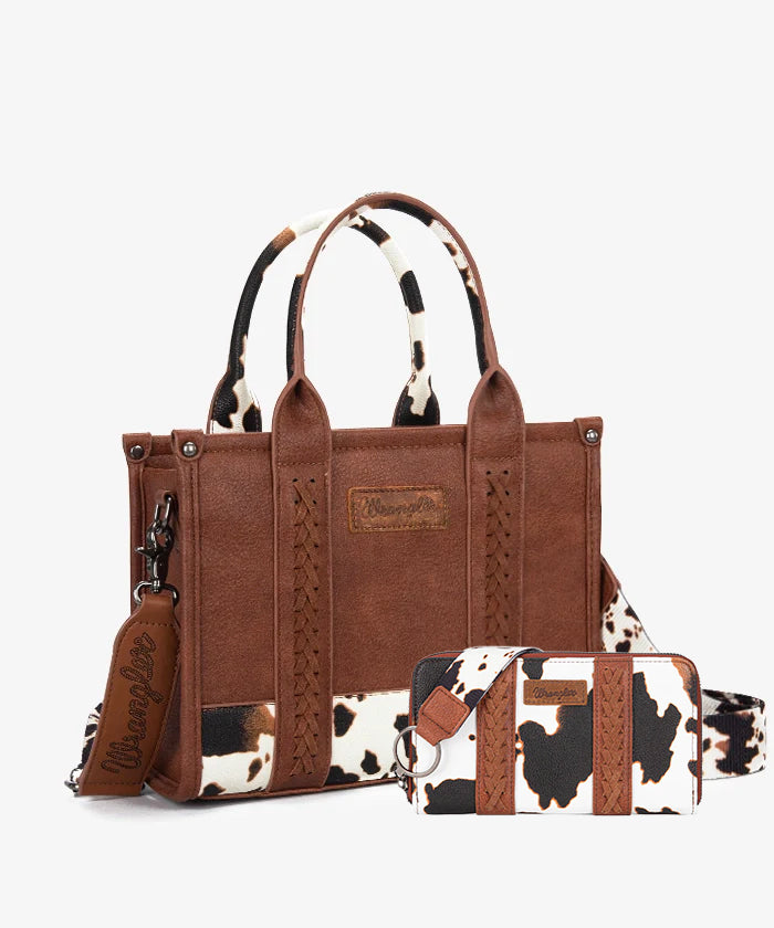 Wrangler Cow Print Crossbody Tote Bag for Women - Stylish Western Handbag for Everyday Use, Shopping & Travel