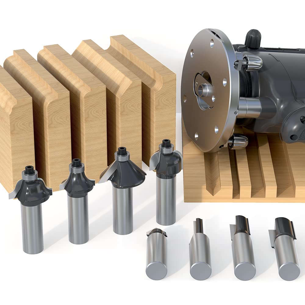 FivePears 12-Piece Tungsten Carbide Router Bit Set with 1/2-Inch Shank - Professional Woodworking Tools for Doors, Tables, Shelves, Cabinets & DIY Projects - Perfect for Wood Carving, Edge Trimming & Joinery Work