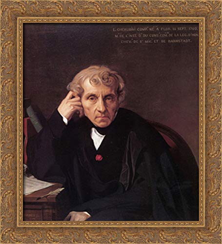 Jean Auguste Dominique Ingres 20x22 Gold Ornate Wood Framed Canvas Art - Classic Italian Portrait Painting for Living Room & Office Decor