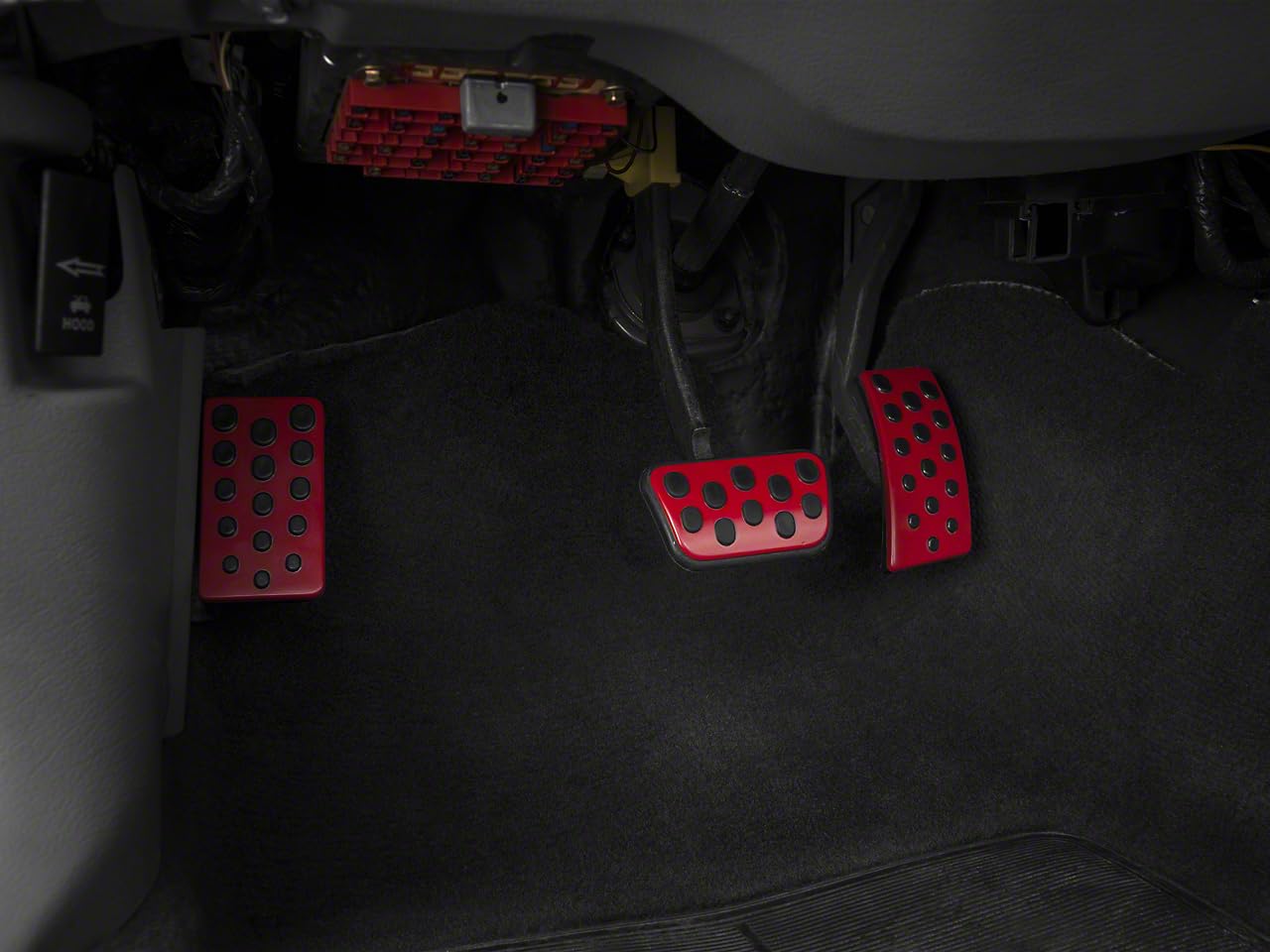 Bullitt Style Red Pedal Covers for 94-04 Mustang Automatic Transmission - Enhance Driving Comfort & Style