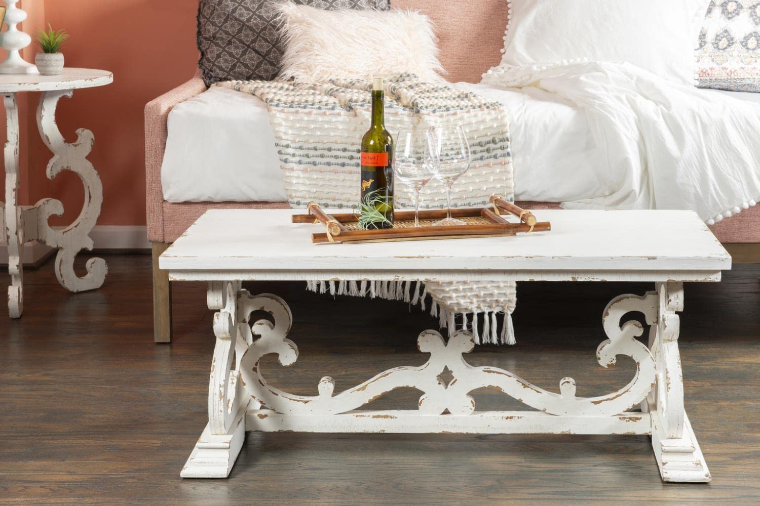Modern Powell Renck Coffee Table - Solid Wood Living Room Furniture for Home Decor - Perfect for Family Gatherings & Relaxing Evenings