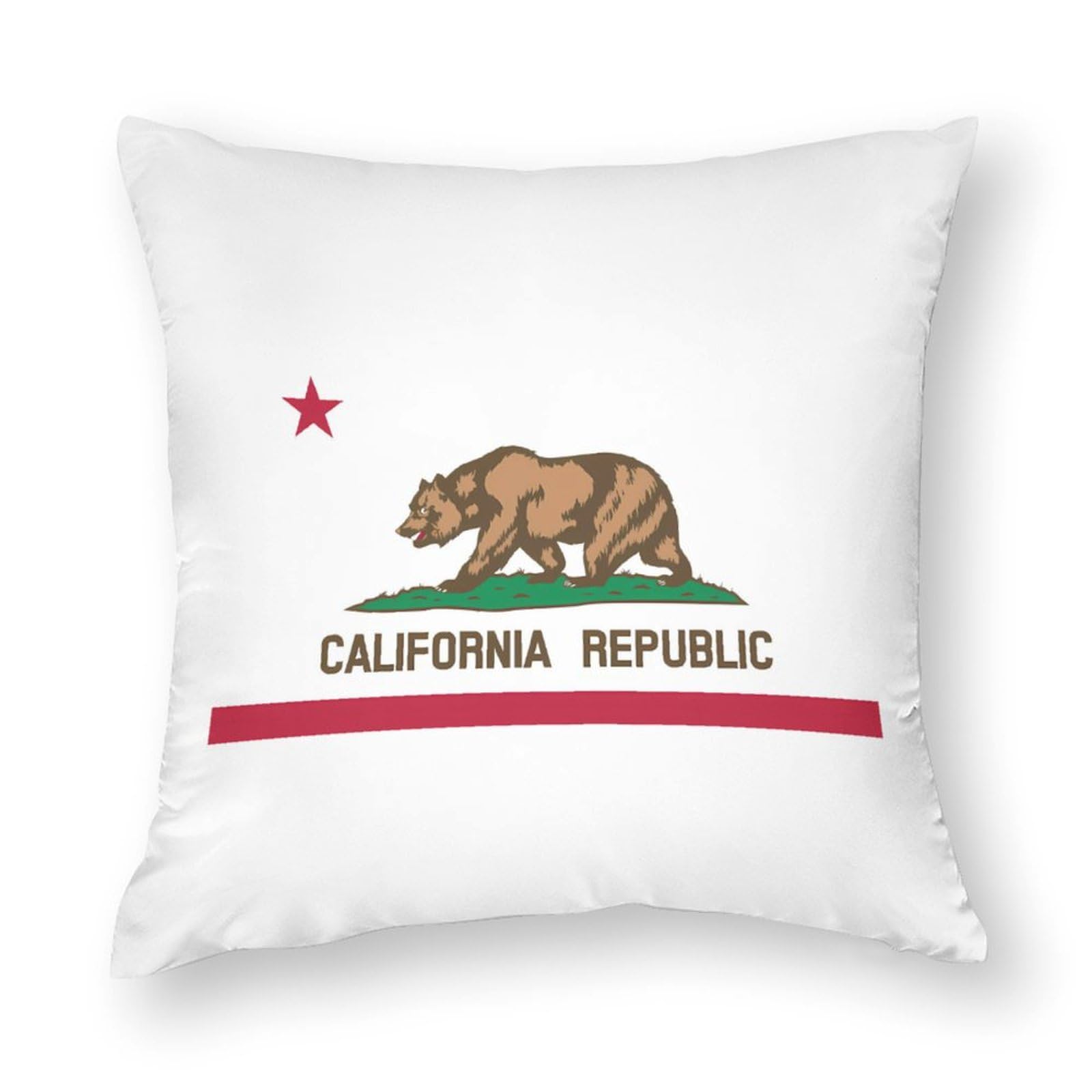 California Bear Flag Polyester Pillow Cases - Soft 14x14 Inch Decorative Pillow Covers for Sofa, Bed & Home Decor | Durable & Smooth Cushion Covers for Living Room, Office & Outdoor Use