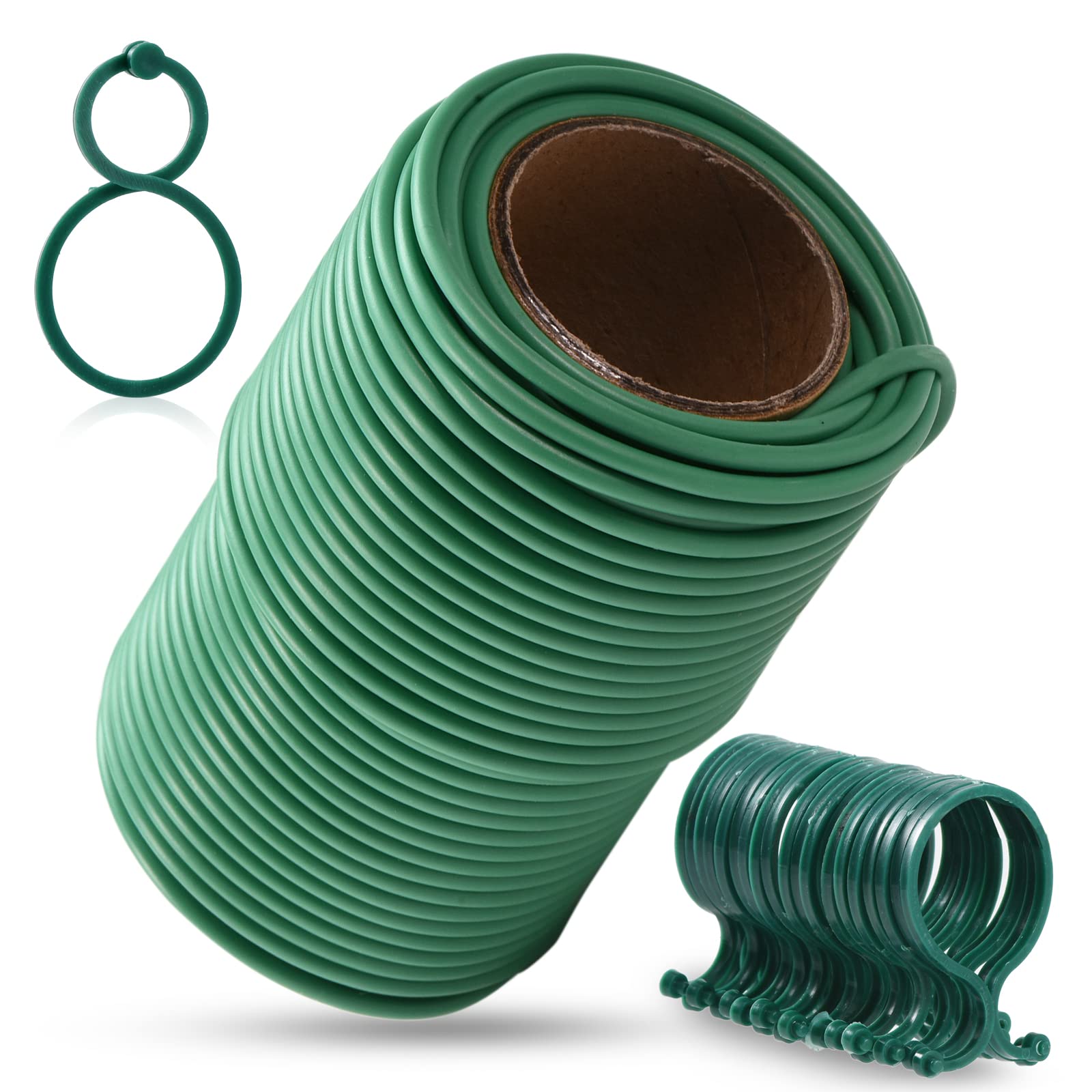 80 Feet Soft Plant Ties - Green Twist Ties with 20 PCS Clips for Gardening, Home Organization & Plant Support - 3mm Diameter - Perfect for Vine Training, Tomato Plants & DIY Home Decor
