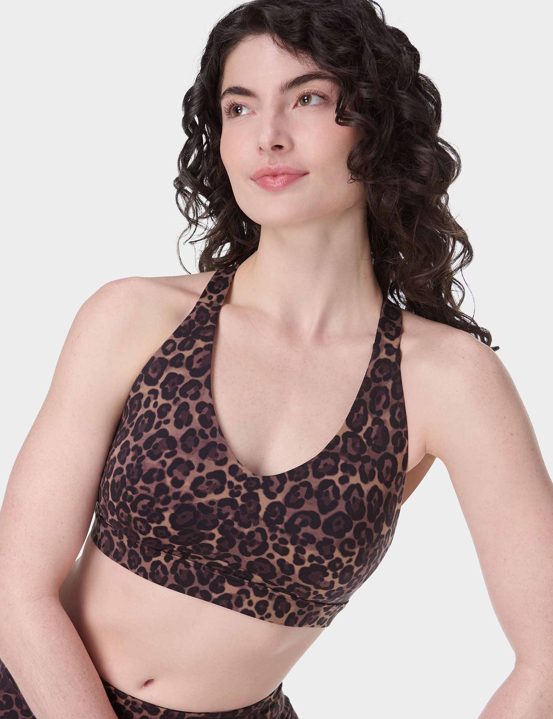 Power Pulse Bra - Brown Wild Leopard Print Sports Bra for Women | High Support Workout & Yoga Activewear | Gym, Running & Fitness Essentials