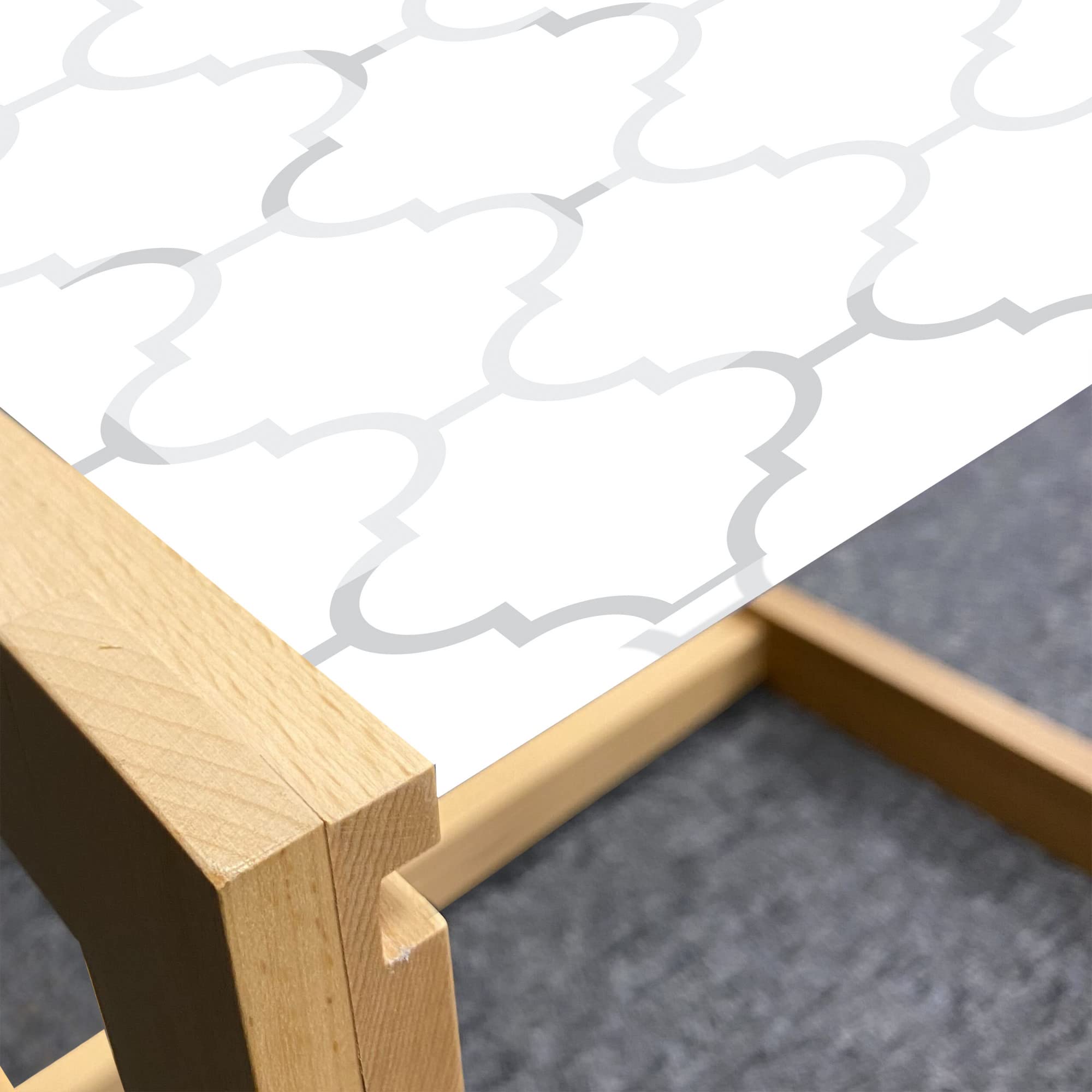 Modern Grey Coffee Table - Geometric Acrylic Glass & Wooden Frame for Office & Dorm Decor