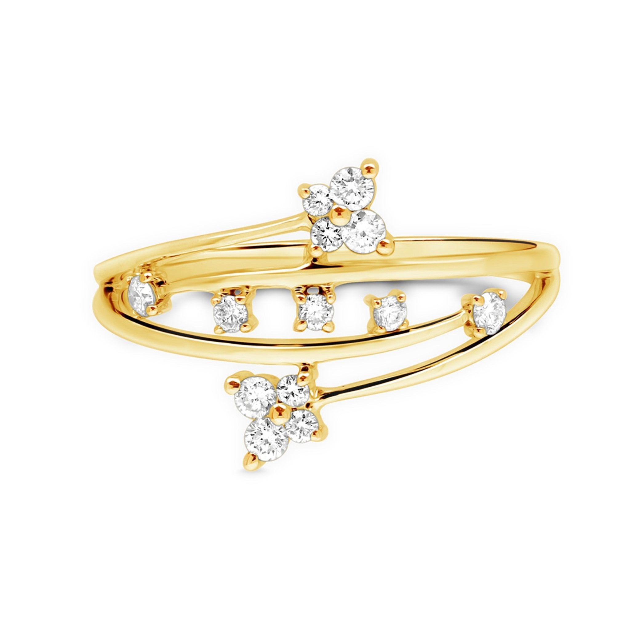14k Yellow Gold Diamond Butterfly Wrap Cocktail Ring - Elegant Statement Jewelry for Women, Perfect for Parties, Weddings & Special Occasions