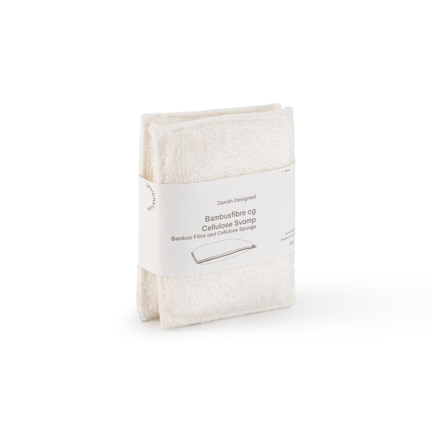 DESIGNSTUFF Eco-Friendly Bamboo Fiber & Cellulose Sponge Set of 2 - White | Perfect for Kitchen Cleaning, Dishwashing & Bathroom Scrubbing