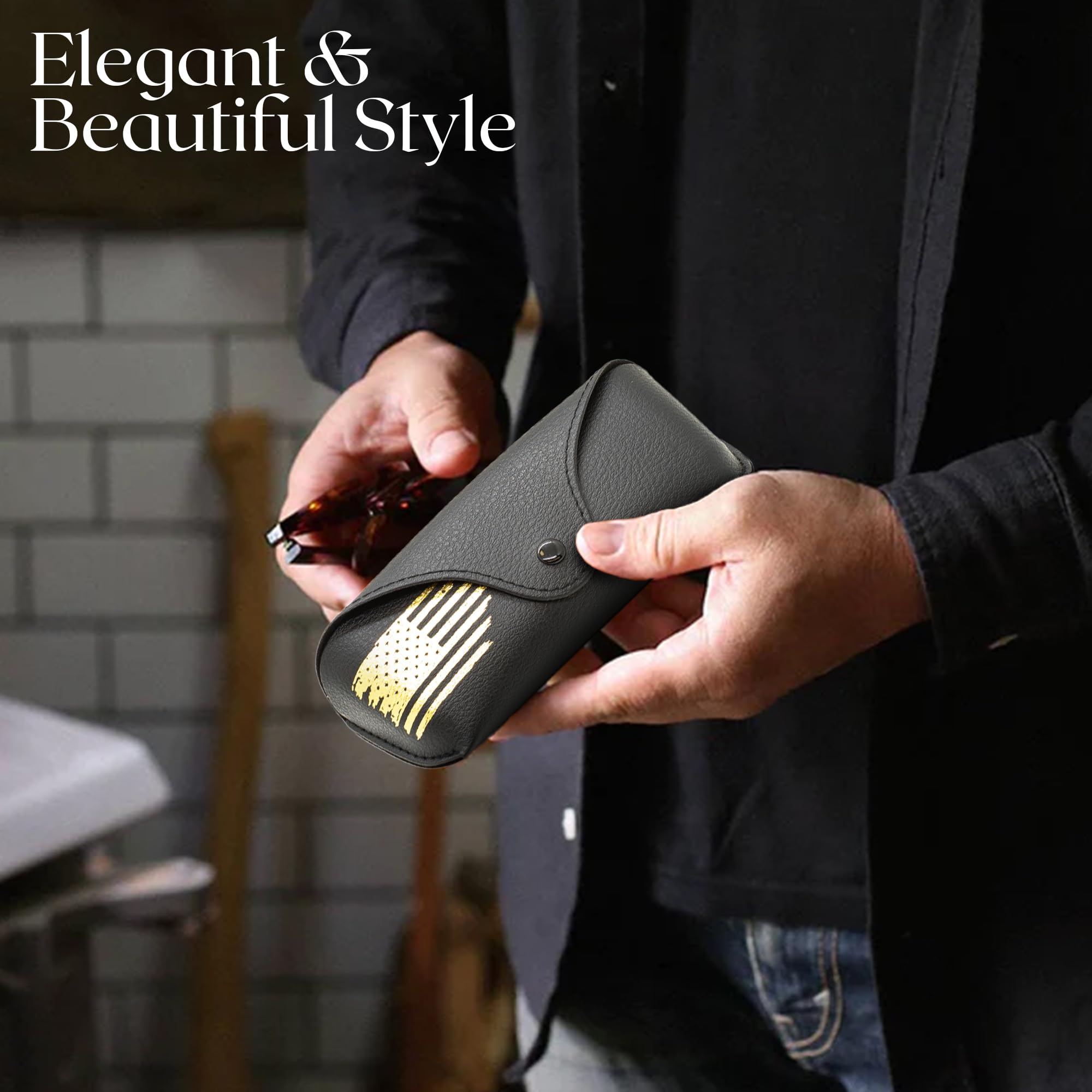 Leather Glasses Case Slim Portable Eyewear Holder for Men & Women - Perfect for Travel, Office & Daily Use