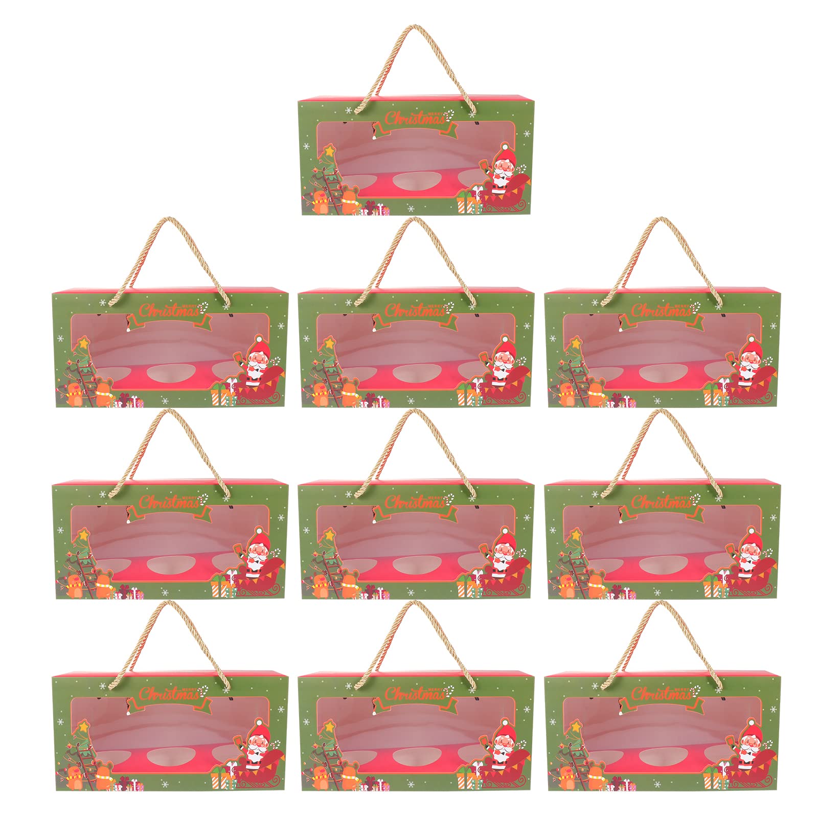 DOITOOL 10Pcs Lovely Cake Boxes - Dessert Storage Containers for Christmas Cakes (Assorted Colors) | Perfect for Holiday Baking, Gift Wrapping & Christmas Party Decorations
