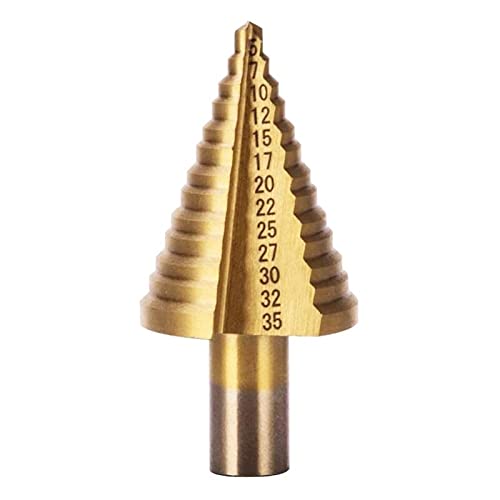 5-35mm HSS Titanium Coated Step Drill Bit Set for Wood & Metal - High Precision Core Hole Drilling Tool with Round Shank - Perfect for DIY Projects, Home Repairs, and Professional Metalworking