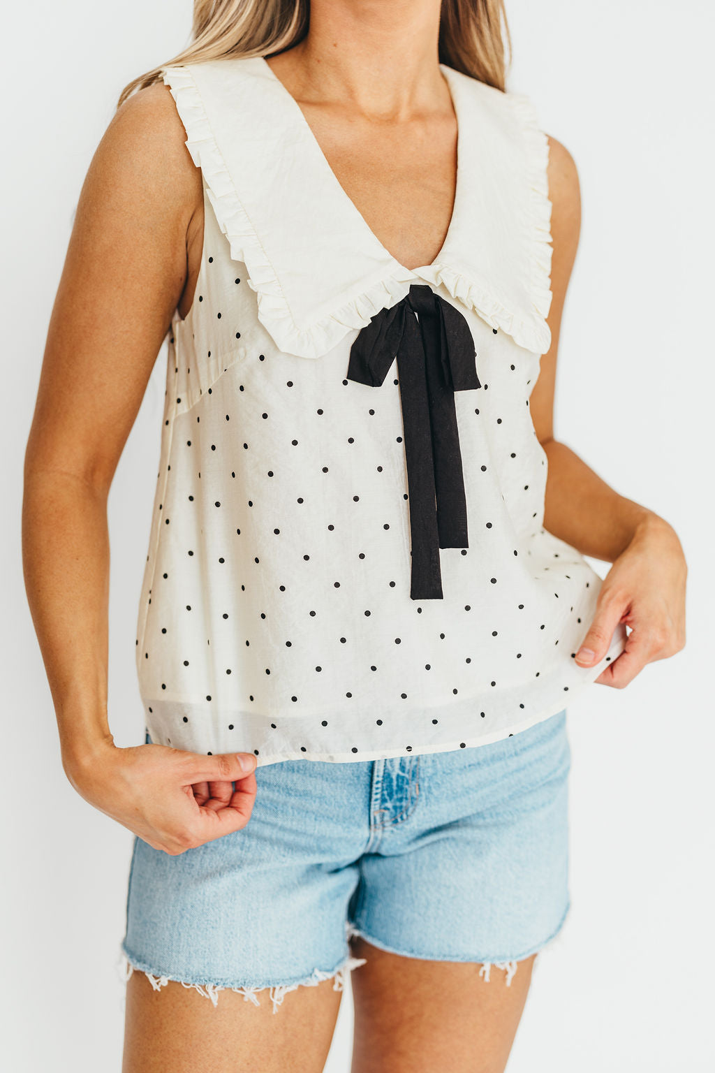 Nelly Women's Polka Dot Blouse - Cream & Black Floral Print Short Sleeve Top for Casual Wear, Office & Date Night Outfits
