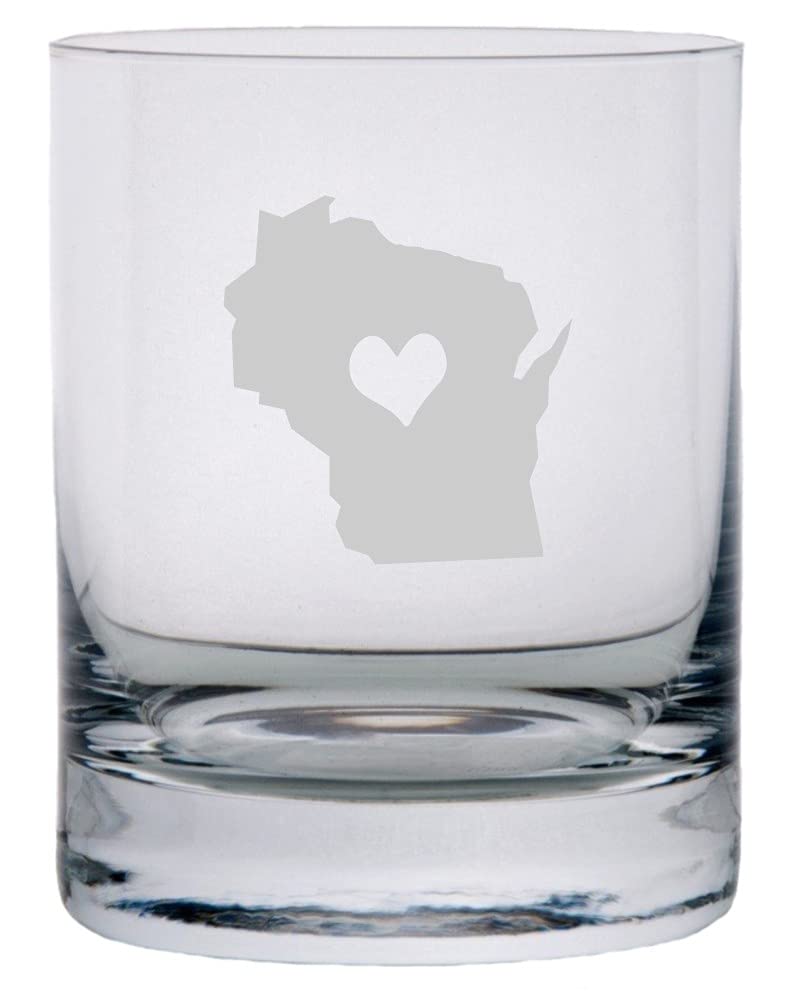 Wisconsin Whiskey Glass - 10.25oz Crystal Rocks Glass for Bourbon & Scotch