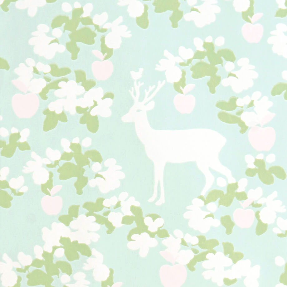 Apple Garden Turquoise Wallpaper - Self-Adhesive Peel and Stick Wallpaper for Bedroom, Living Room, Kitchen - Waterproof & Removable Home Decor