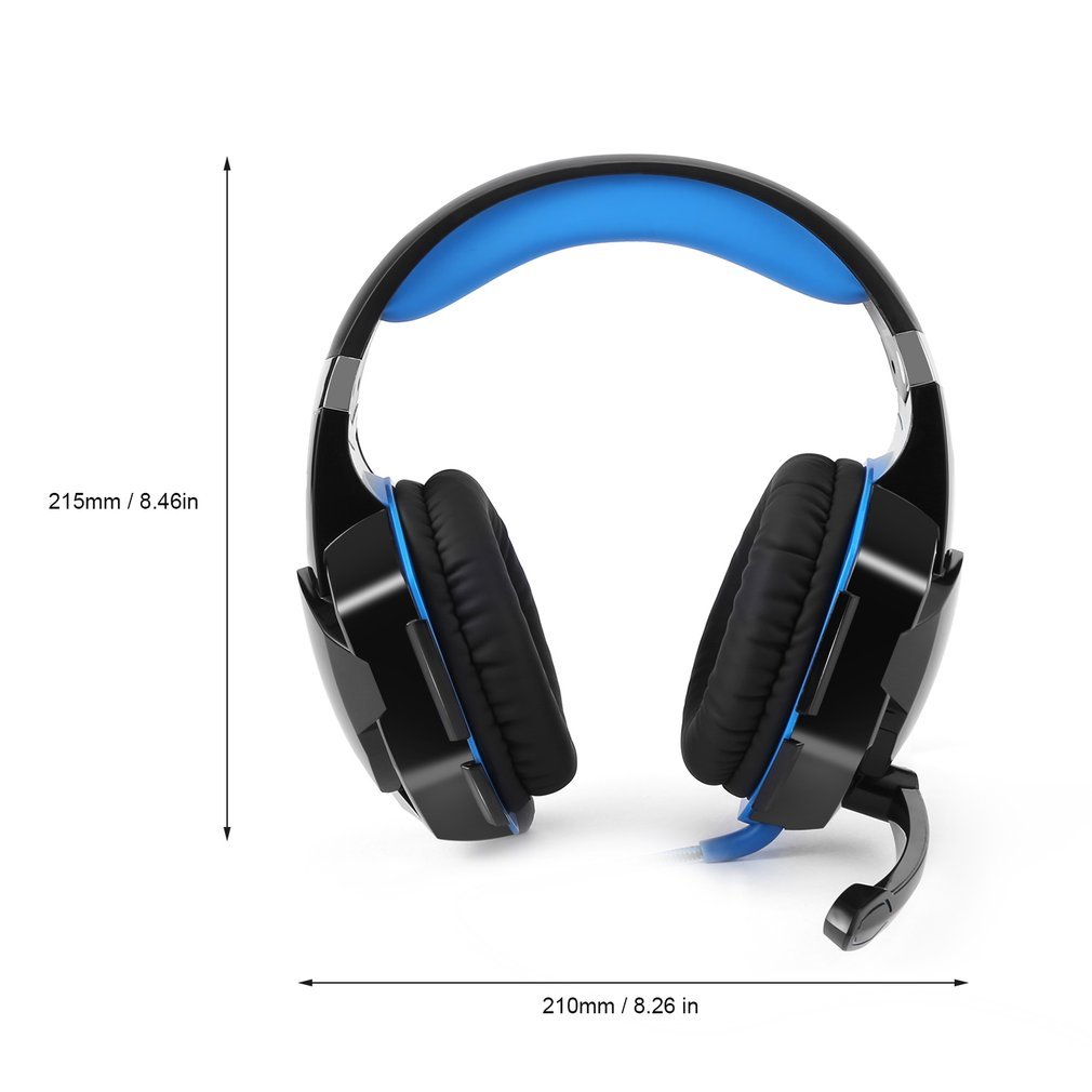Premium PC Gaming Headset with Noise Cancelling Mic - 3.5mm Stereo Over-Ear Headphones for PC, Laptop & Mobile - LED Lights, USB Cable, Rotary Volume Control & Mic Mute - Perfect for Gaming, Streaming & Online Meetings (Black & Blue)