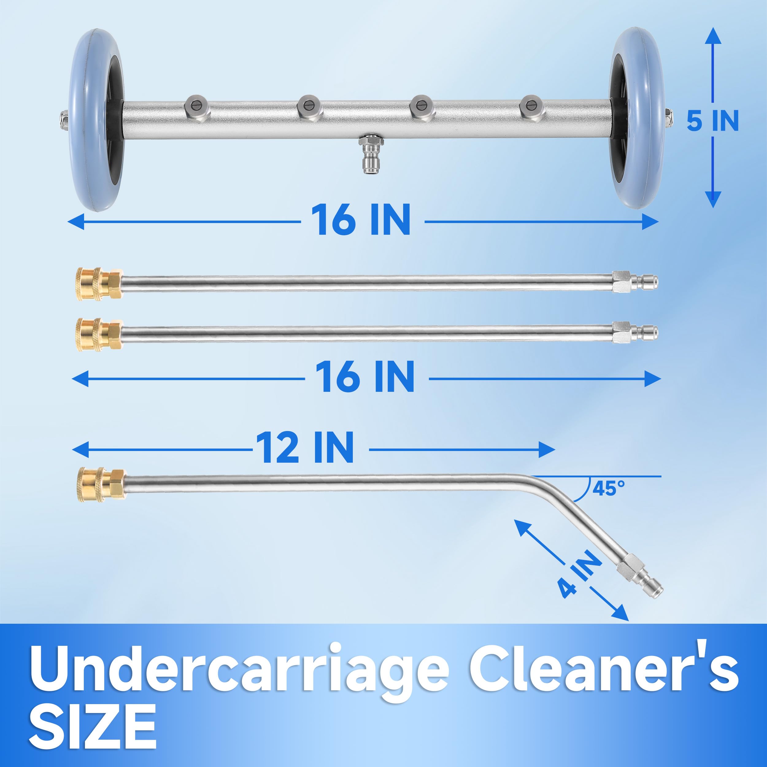 16 Inch RIDGE WASHER Undercarriage Pressure Washer for Cars & Trucks - 4000 PSI High-Power Car Wash Cleaner with 3 Extension Wands - Ideal for Home Garage, Auto Detailing & Fleet Cleaning