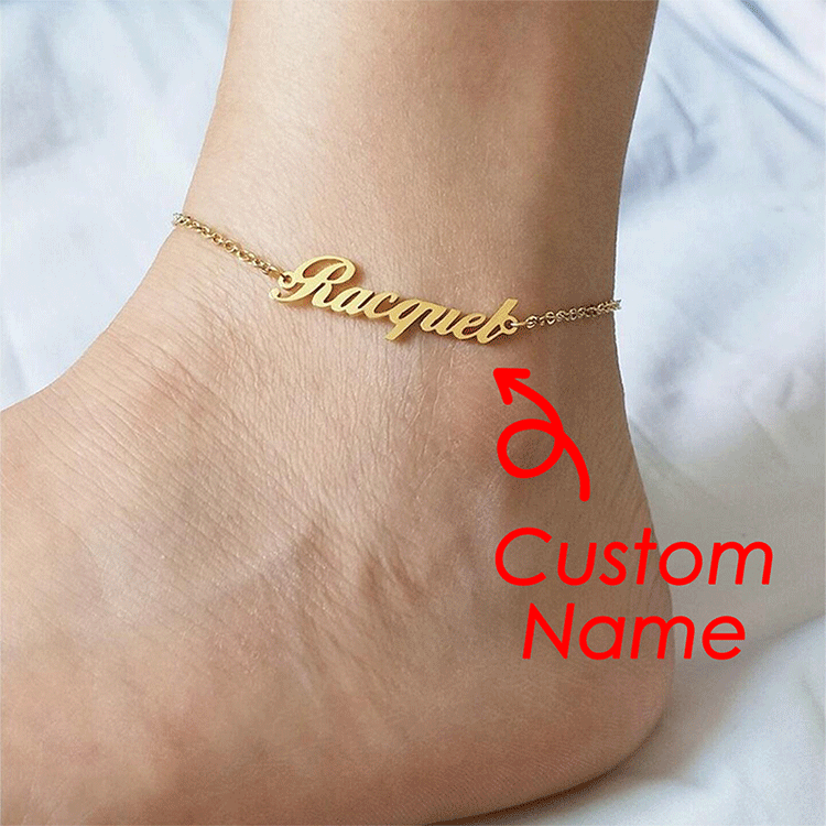 14K Gold Plated Custom Name Anklet Chain - Personalized Adjustable Ankle Bracelet for Women | CXT22 | Perfect for Gifts, Beach Wear & Everyday Fashion
