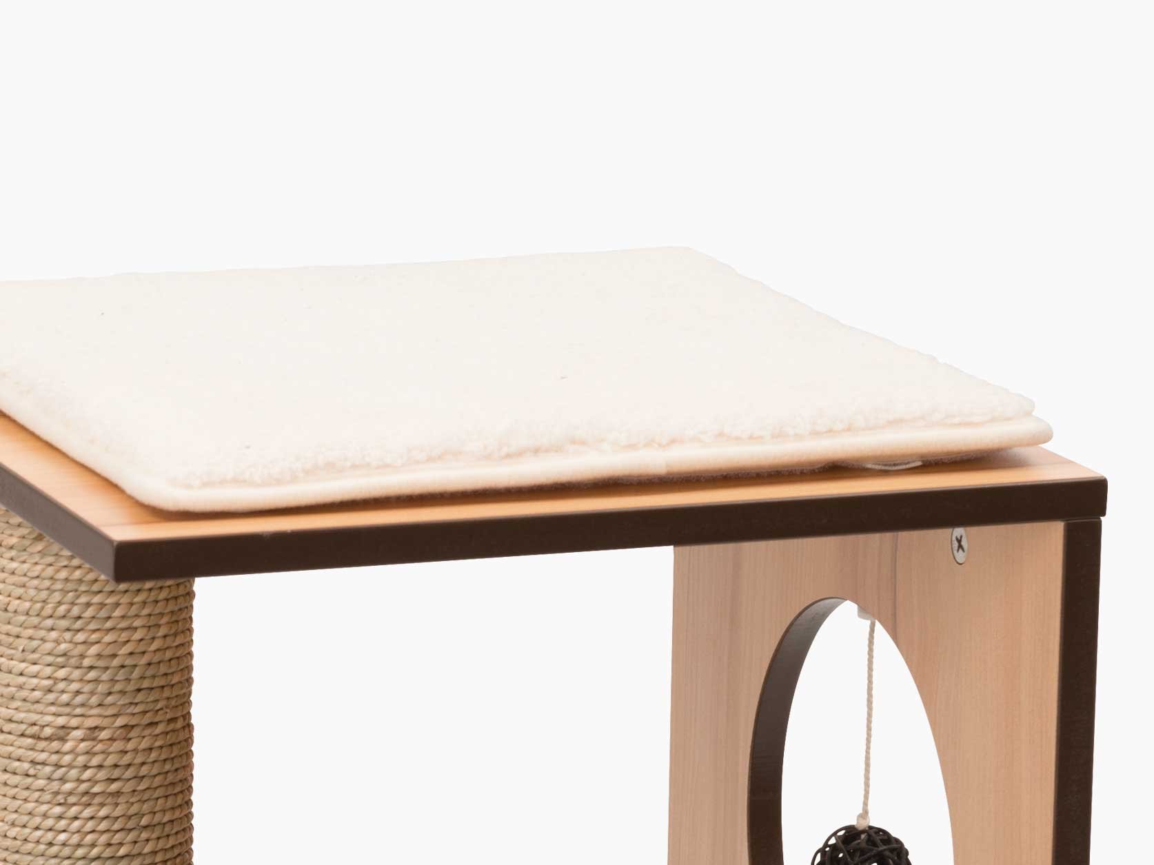 Premium Walnut Vesper Cat Tree & Scratching Post with Cozy Cat Box - Perfect for Small Spaces, Indoor Cat Play & Relaxation