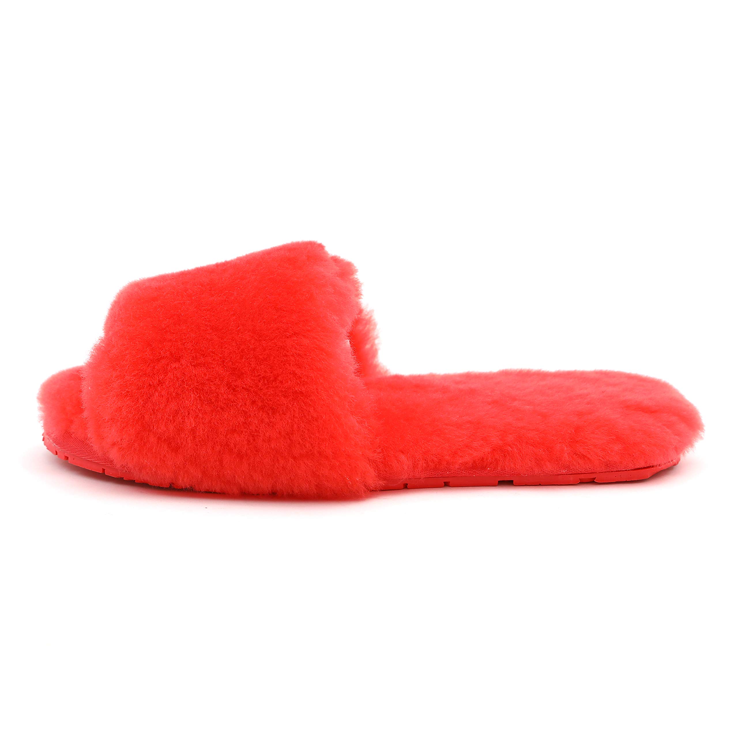 Women's Luxury Boiled Wool Slippers with Real Fur - Open Toe House Slippers by Dechic | Cozy Indoor & Lounge Wear for Winter Comfort