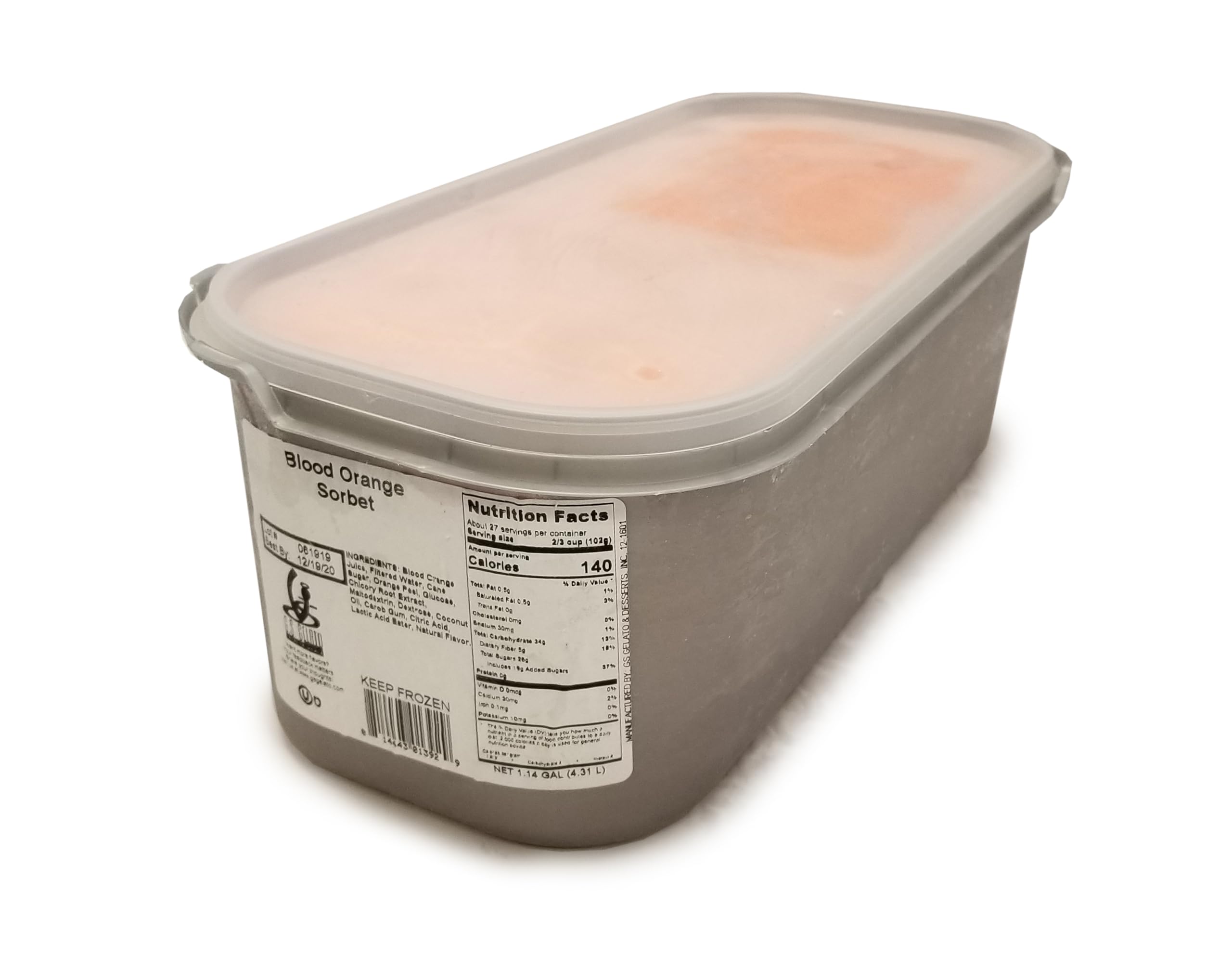 Blood Orange Sorbet Frozen - Authentic Italian Artisan Dessert, 146 oz (Pack of 2), Fat-Free Dairy-Free Vegan, Natural Fruit Flavor, Perfect for Summer Parties & Healthy Dessert Lovers