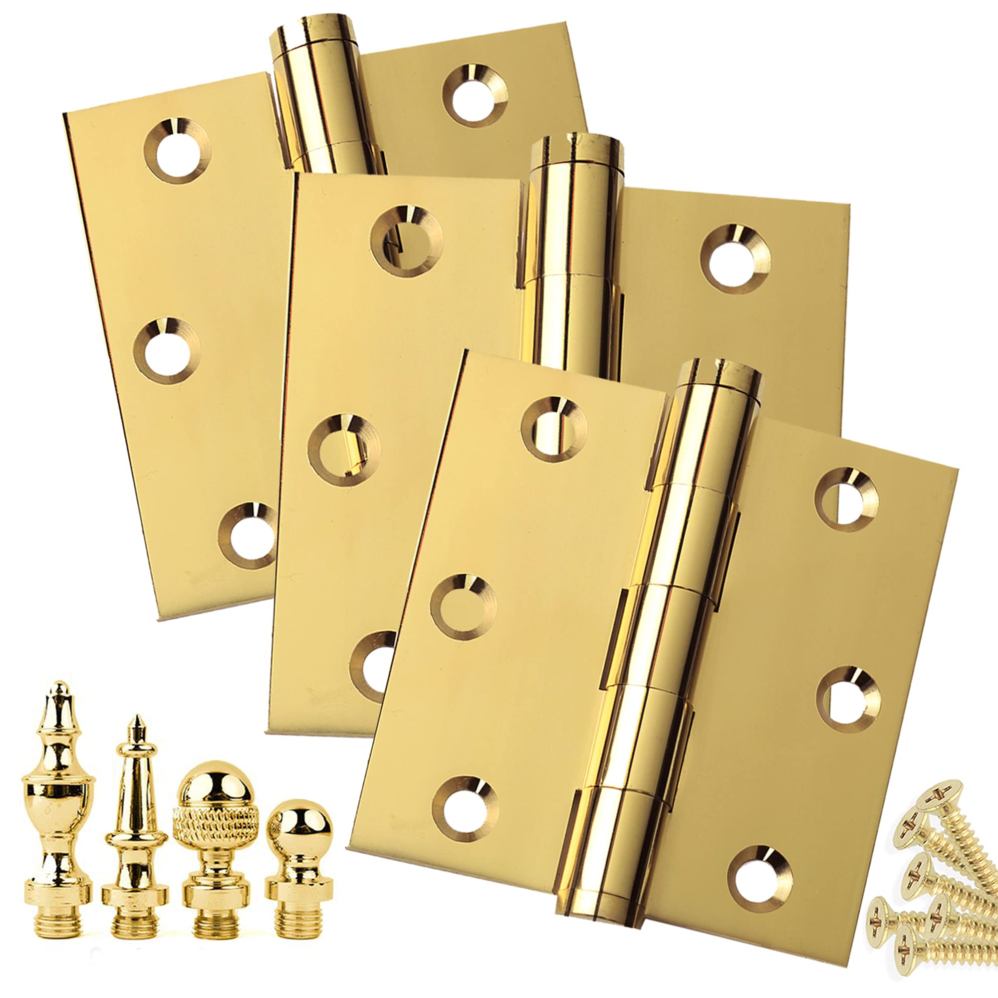 Solid Brass Door Hinge 3x3 Inch - Heavy Duty Rustproof for Home & Office