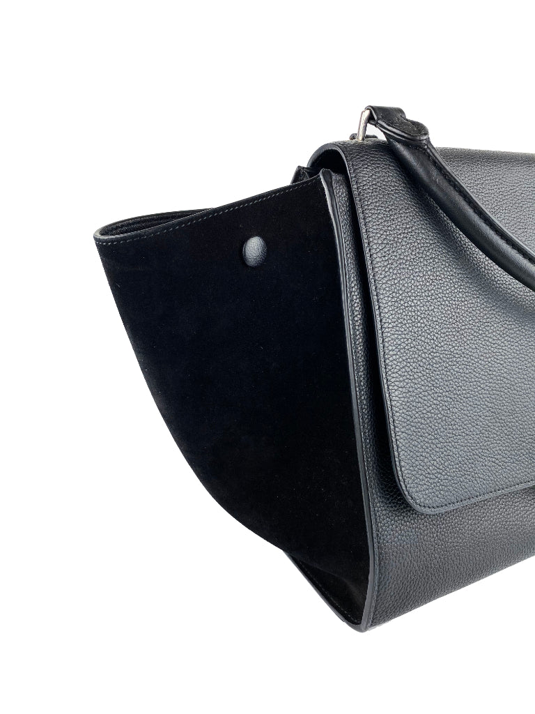 Celine Black Leather Trapeze Handbag for Women | Luxury Crossbody Shoulder Bag | Perfect for Work, Travel & Evening Events