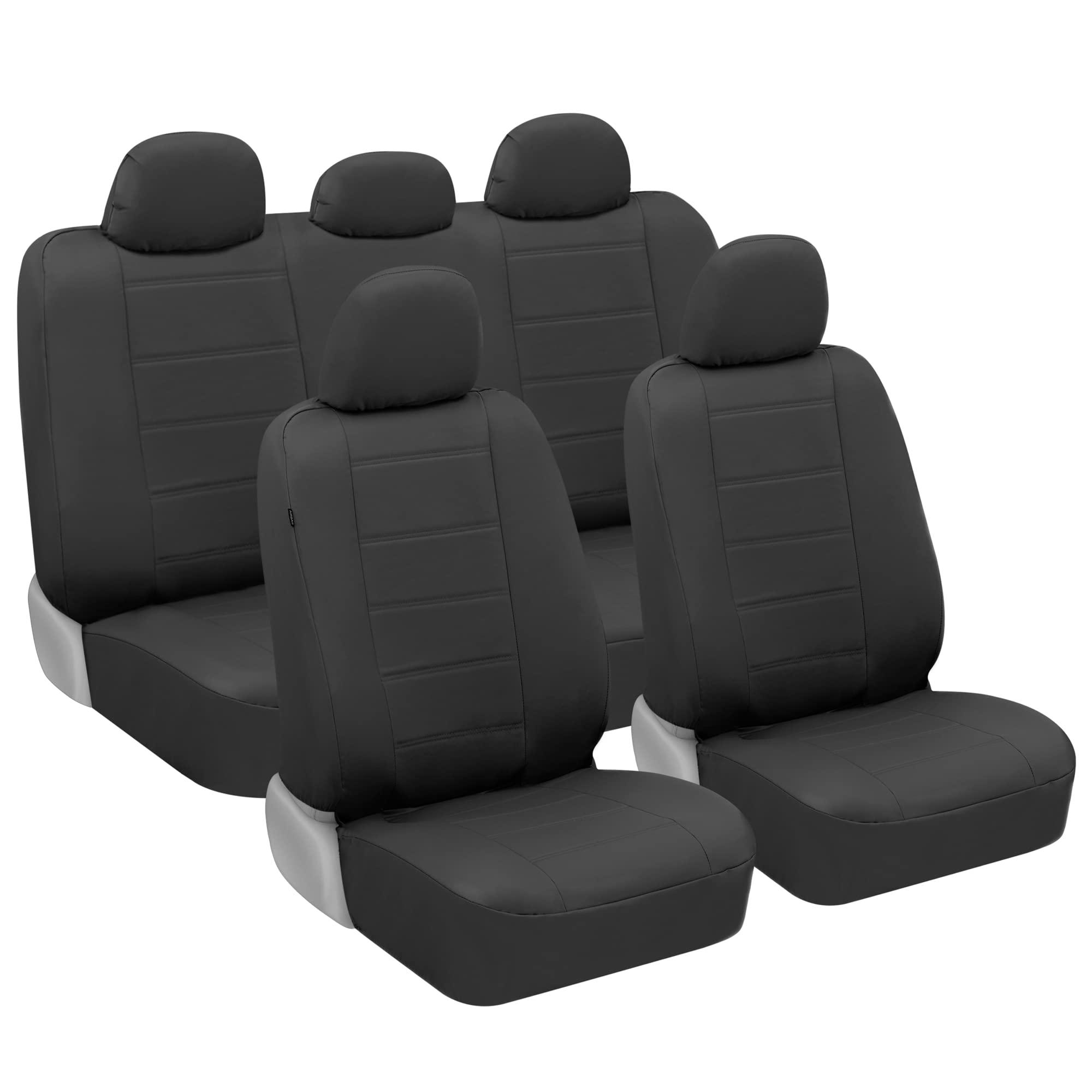 Premium Leatherette Car Seat Covers - Black PU Leather Auto Accessories for Cars, SUVs & Trucks | Waterproof & Comfortable Seat Protectors for Driving, Commuting & Road Trips