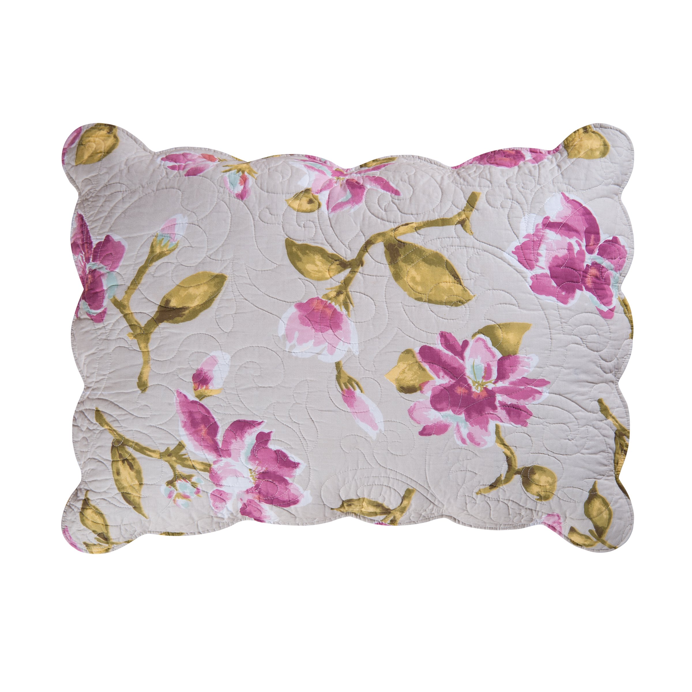 C&F Home Liliann Watercolor Floral Cotton Standard Sham Pillowcase - Purple Floral Design for Bedroom Decor, Soft & Breathable Cotton Sham for Queen/King Size Beds