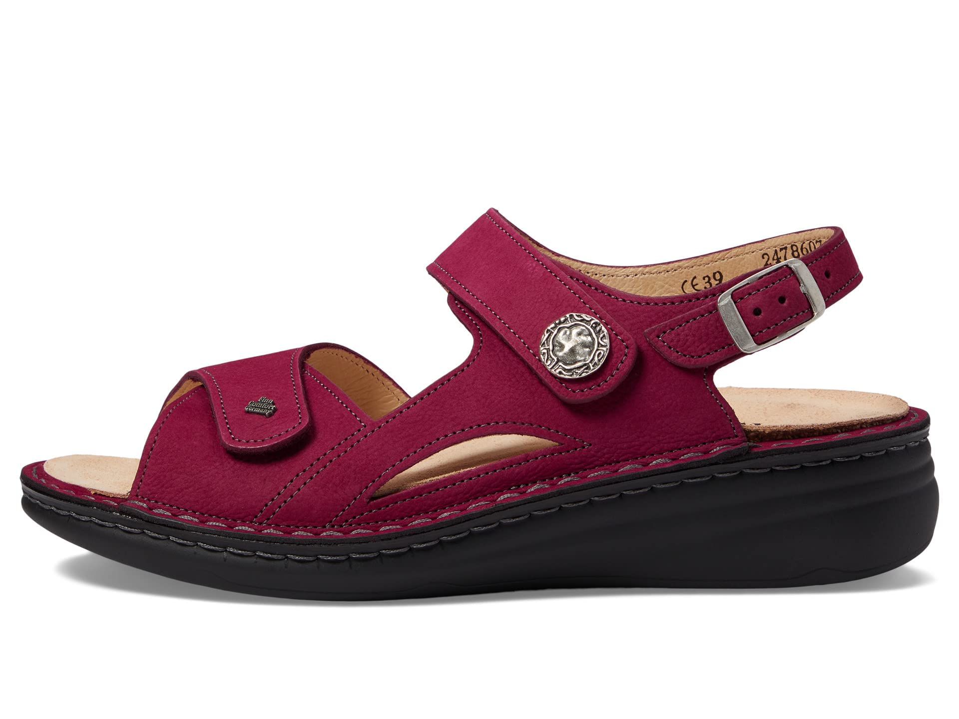 Finn Comfort Barbuda Women's Dressy Casual Flat Sandals - Black & White | Comfortable Walking Shoes for Work, Travel & Everyday Wear