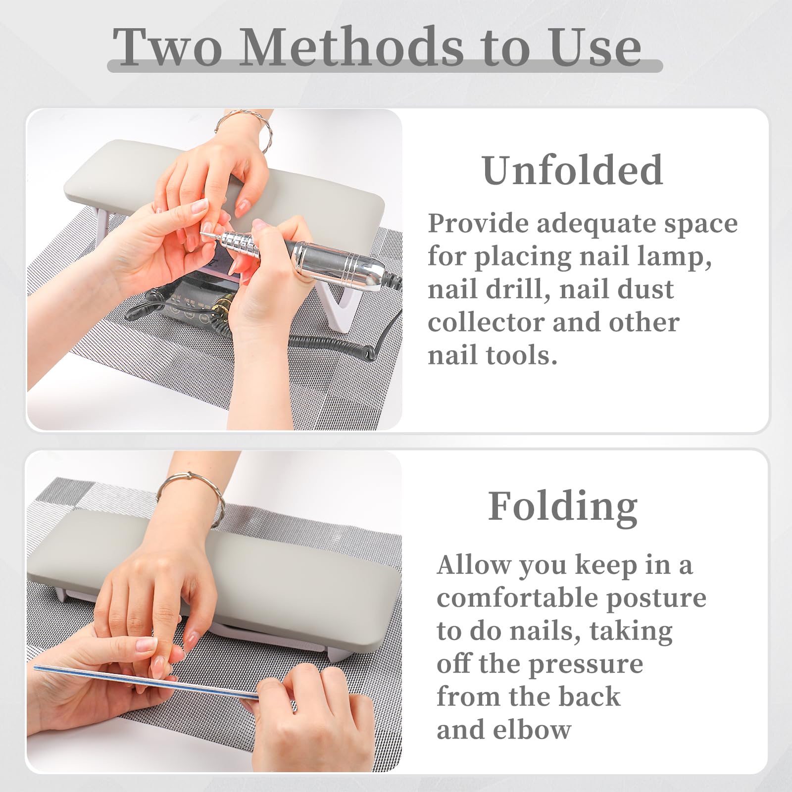 **ANGNYA Foldable Nail Arm Rest for Nail Technicians - Gray PVC Table Mat with Microfiber Leather & Bracket - Perfect for Manicure, Pedicure & Nail Salon Use**
