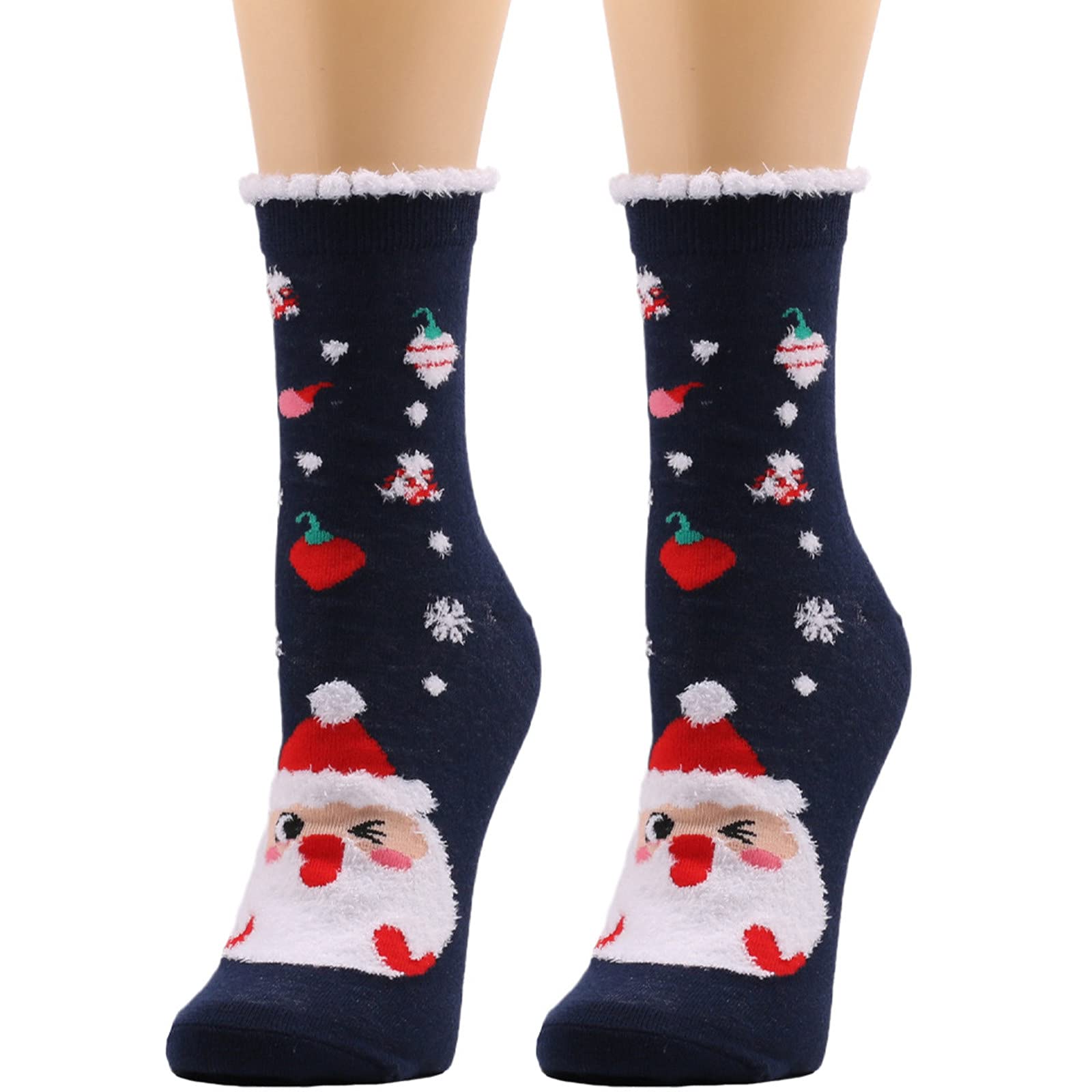 Vintage Christmas Printed Women's Cute Winter Socks - Thick Long Casual Comfortable Socks for Women - Perfect for Holiday Gifts, Cozy Outfits & Festive Celebrations